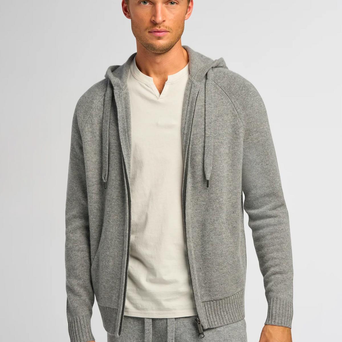 Good Man Brand Full Zip Sweater- Heather Grey Product Image