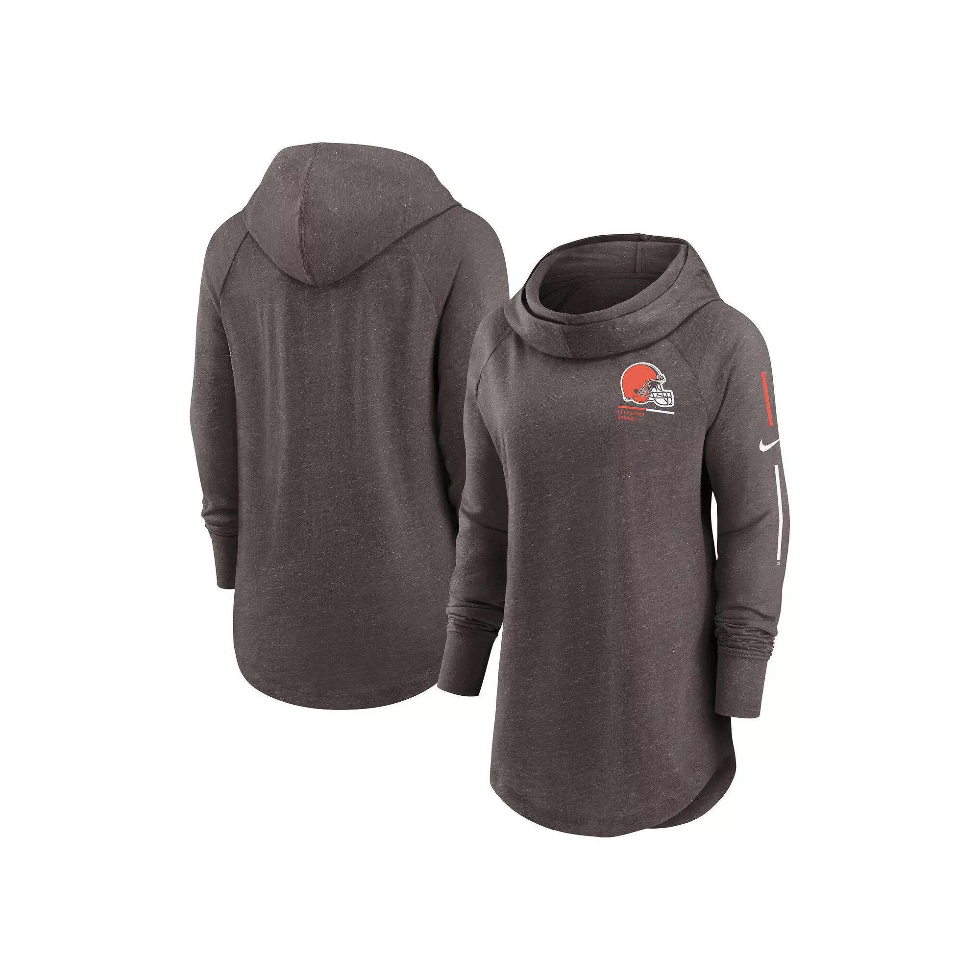 Women's Nike Brown Cleveland Browns Minimal Statement Lightweight Raglan Funnel Neck Pullover Hoodie,  Product Image