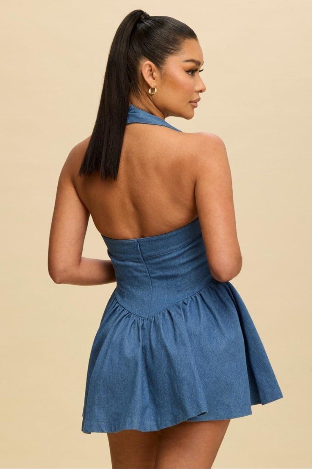 Denim Halter Dress Product Image