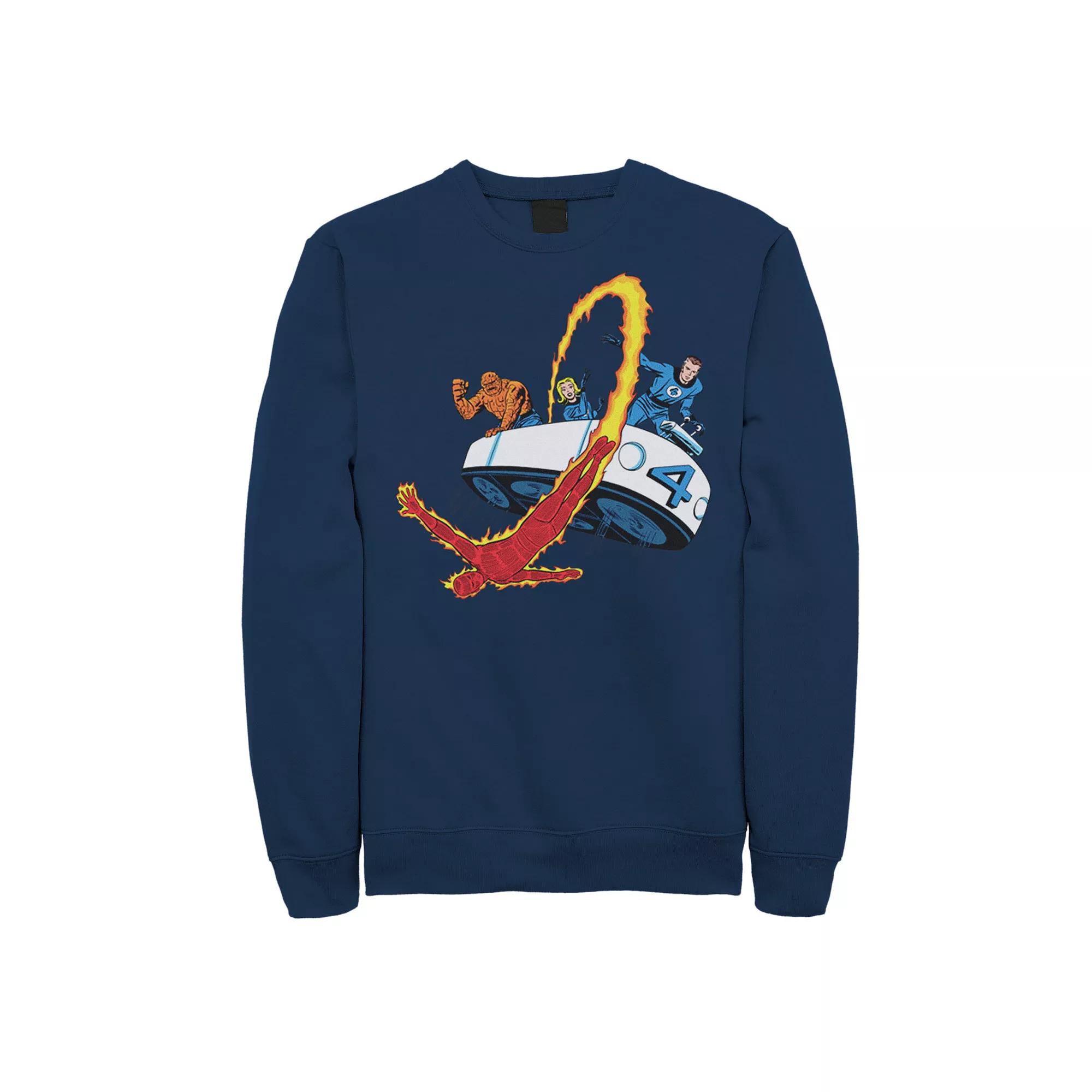 Men's Marvel Vintage Fantastic 4 Vehicle Fleece Graphic Top,  Product Image