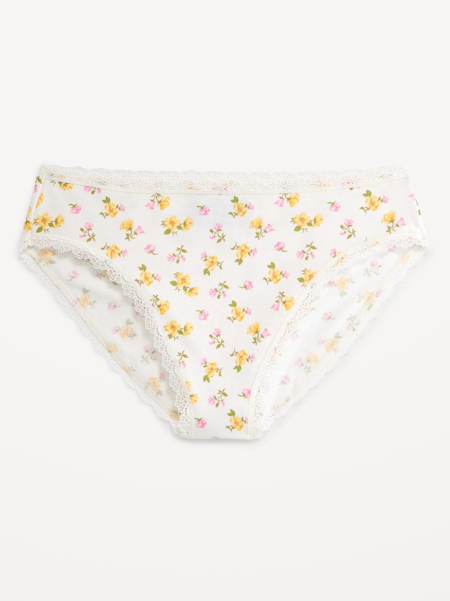 High-Waisted Lace-Trim Bikini Underwear Product Image