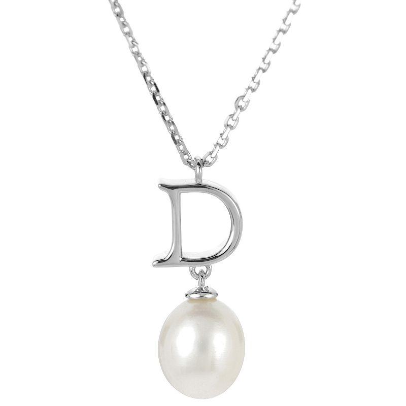 PearLustre by Imperial Sterling Silver Freshwater Cultured Pearl Initial Pendant Necklace, Women's,  Product Image
