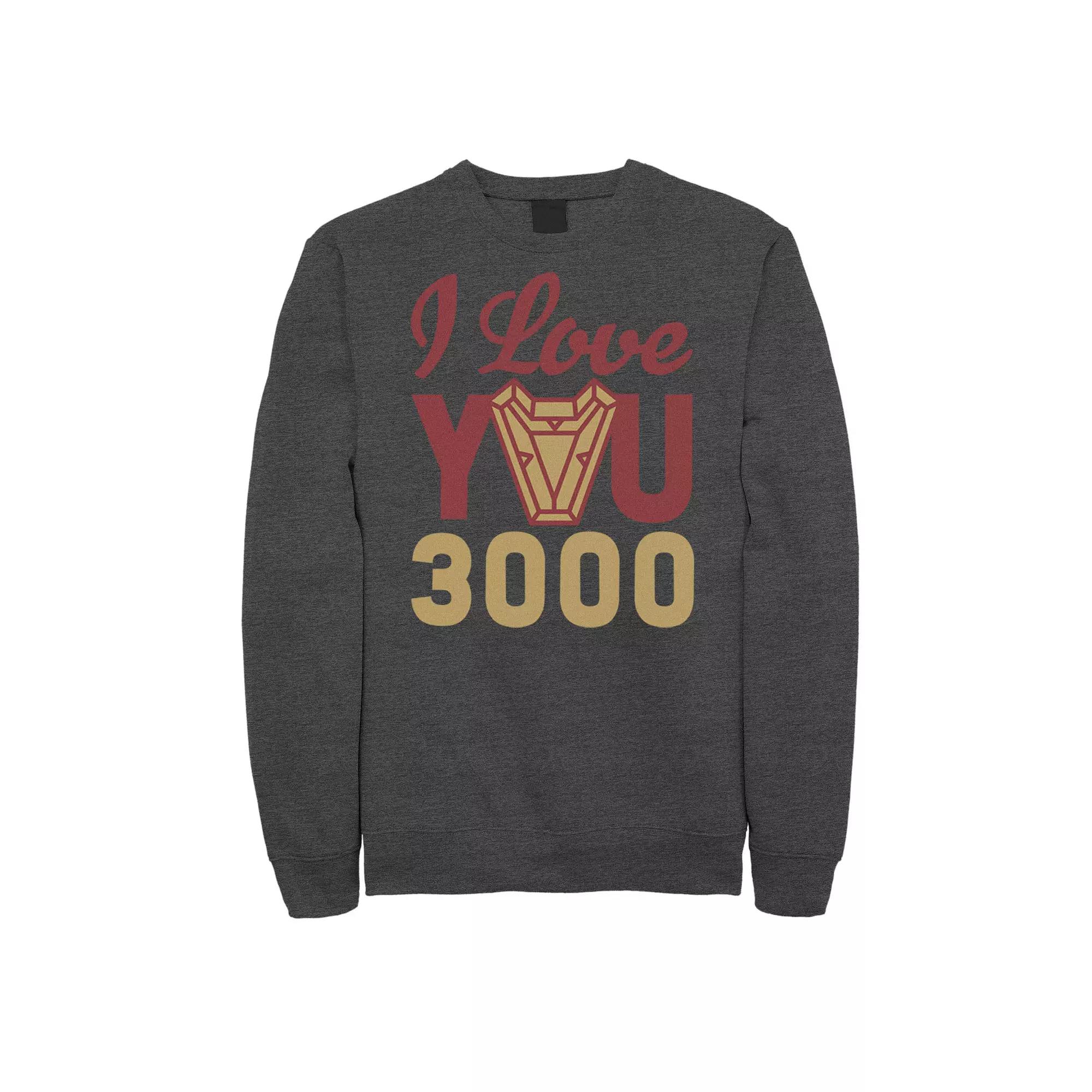 Men's Marvel Avengers: Endgame Iron Man I Love You 3000 Logo Sweatshirt, Size: Small, Grey Heather Product Image