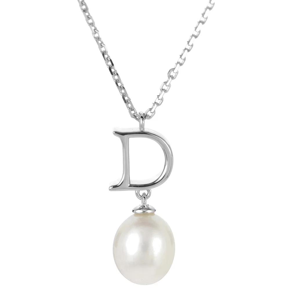 PearLustre by Imperial Sterling Silver Freshwater Cultured Pearl Initial Pendant Necklace, Women's,  Product Image