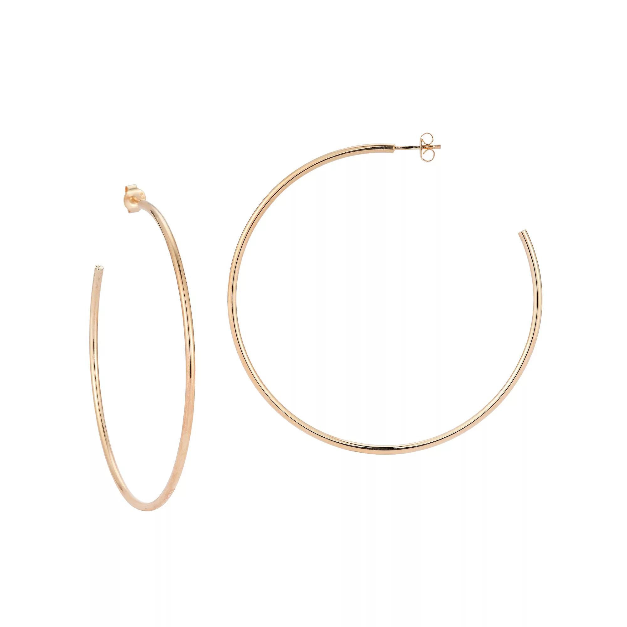 Sunkissed Sterling 14k Gold Over Silver Thick Hoop Earrings, Women's, Rose Gold Tone Product Image