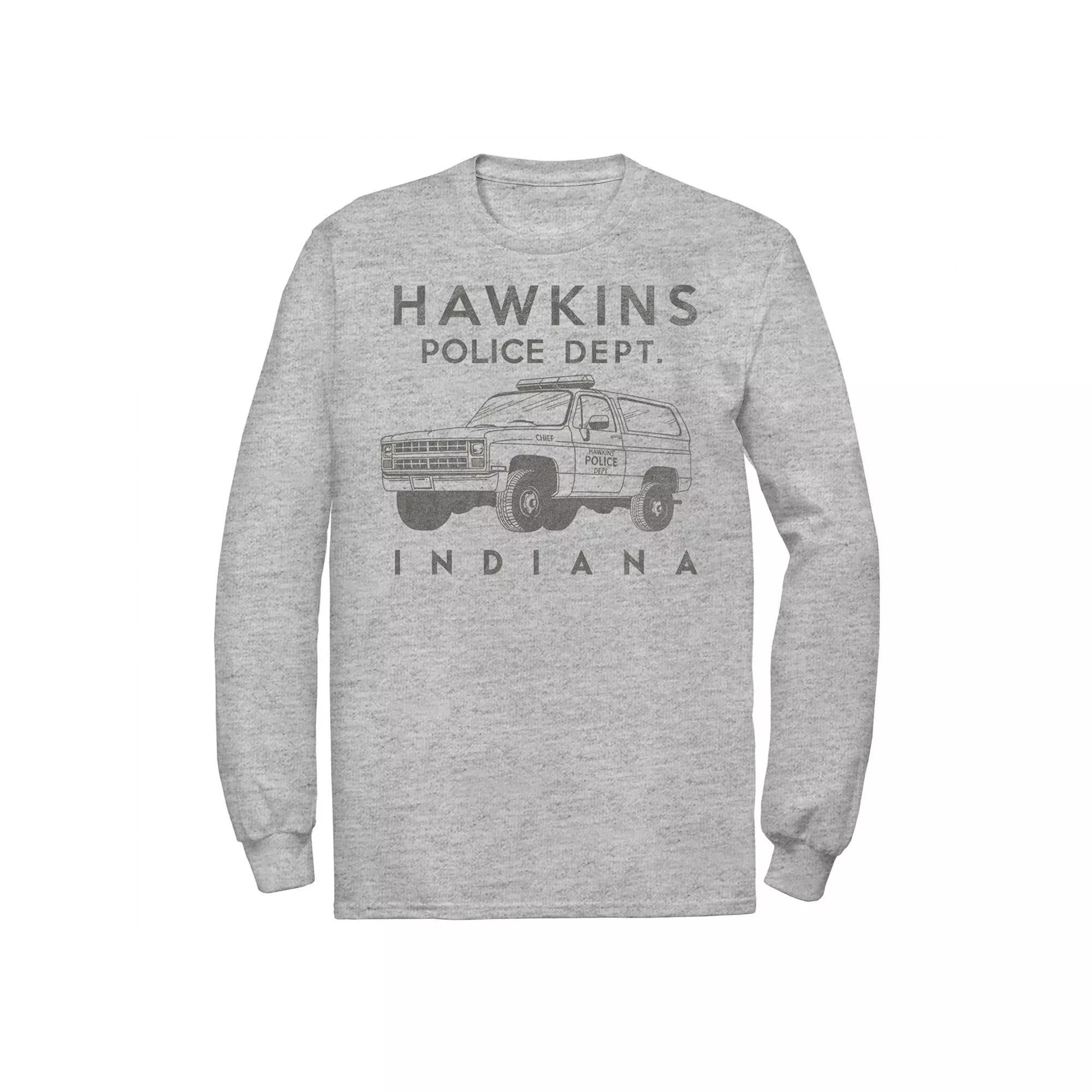 Men's Stranger Things Hawkins Police Dept. Indiana Tee, Size: XXL, Athletic Grey Product Image