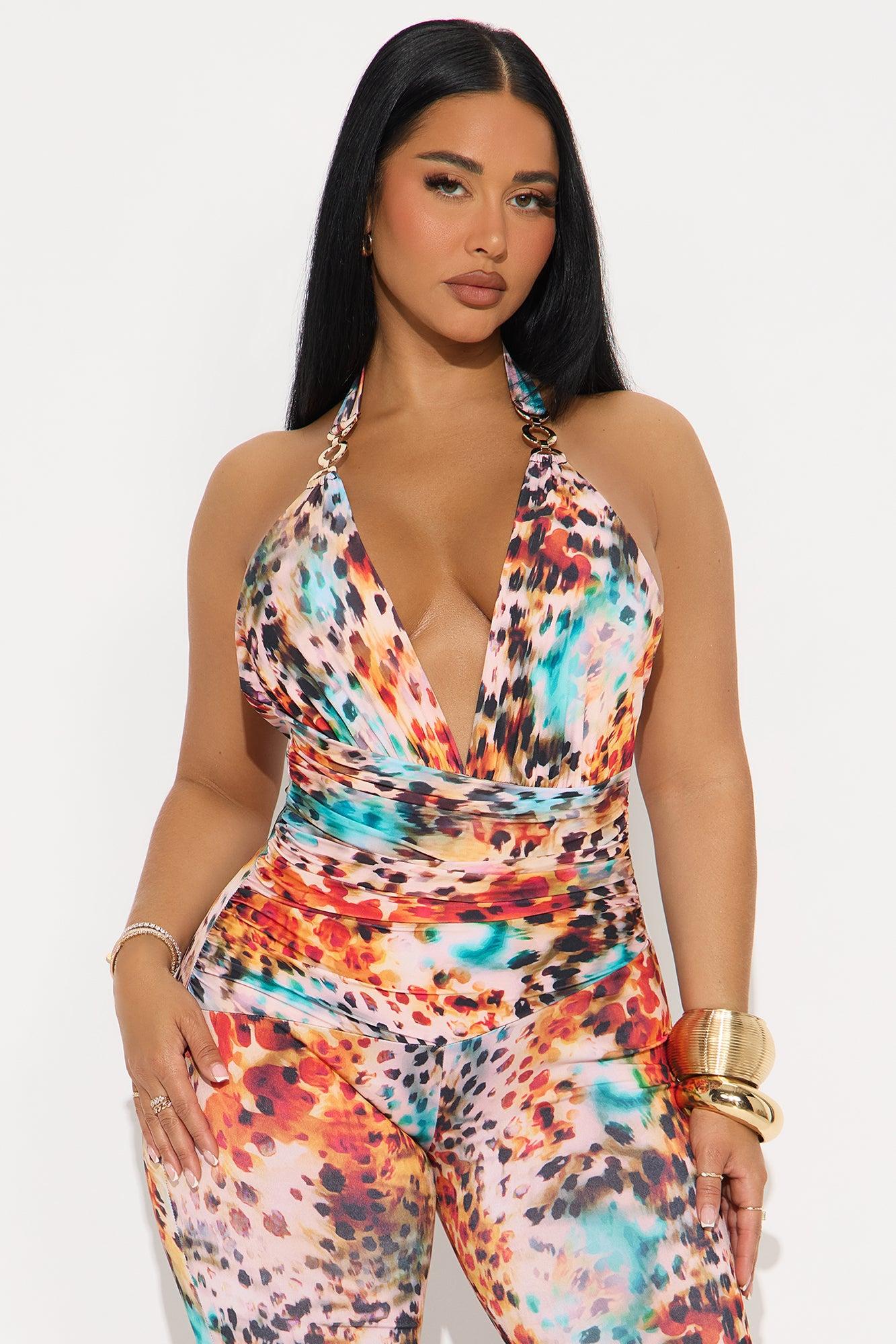 Wild Sunset Halter Jumpsuit - Multi Color Product Image