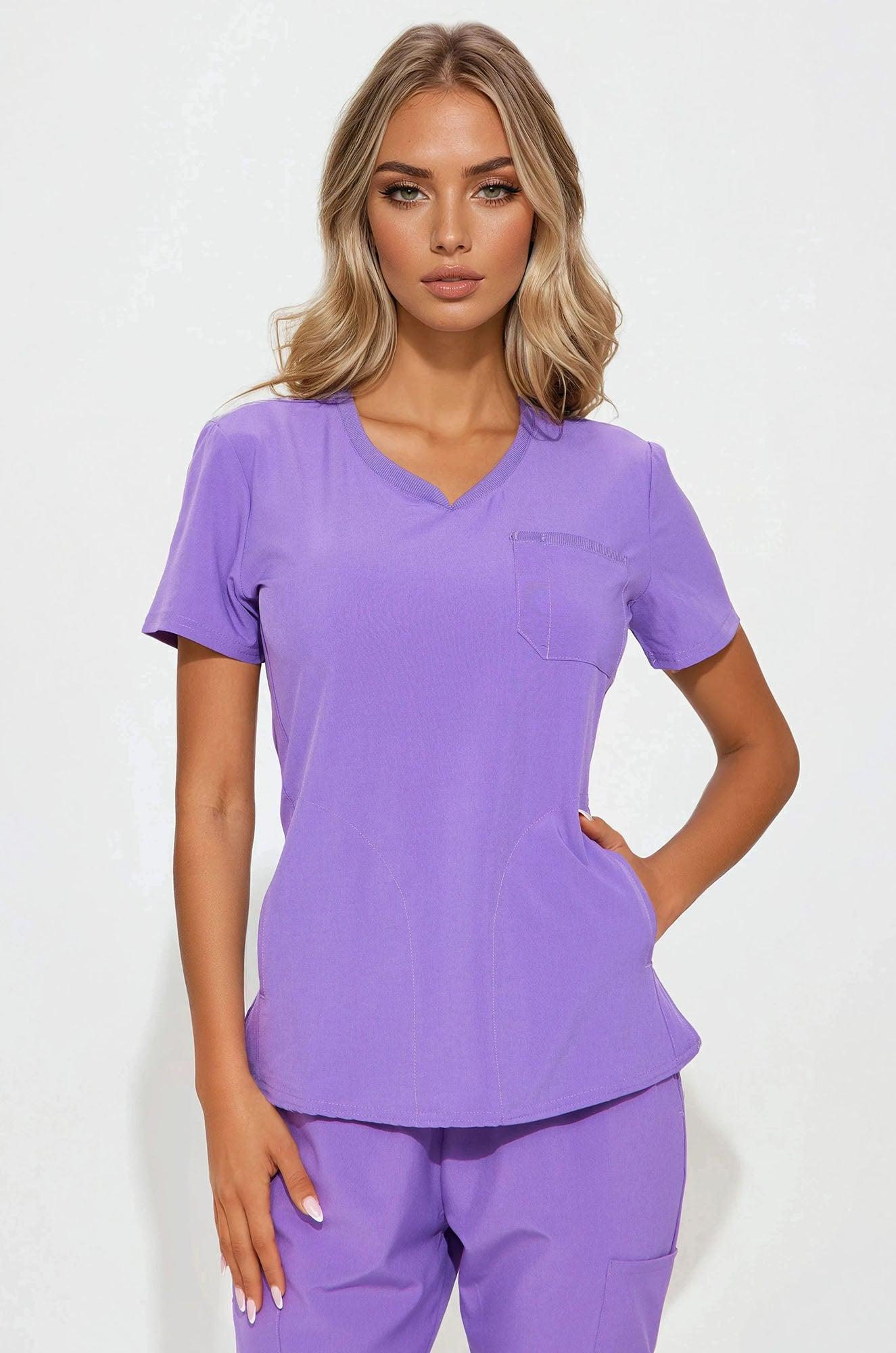 Daily Routine Stretch Uniform Scrub Jogger Set - Purple Product Image