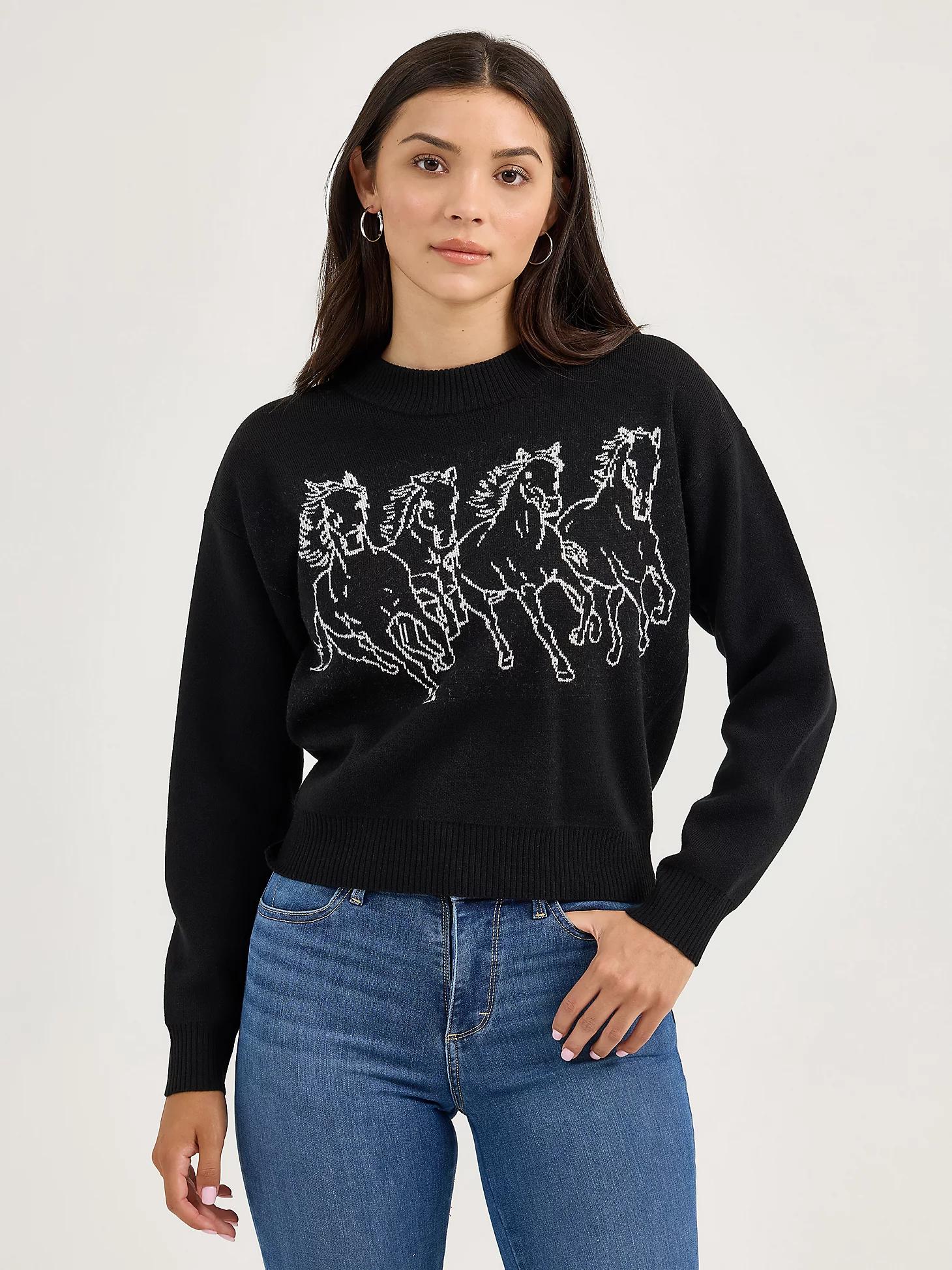 Women's Wrangler Horse Intarsia Crew Neck Sweater Product Image