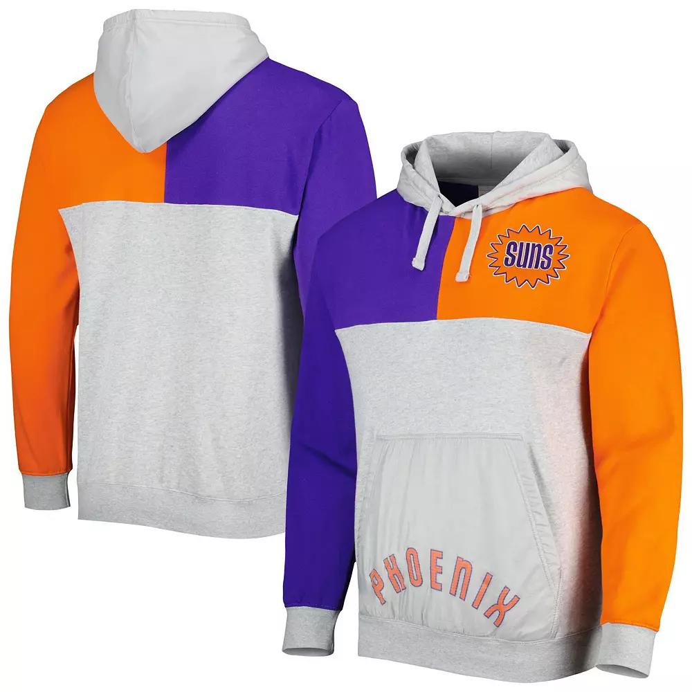 Mens Mitchell & Ness Heather Gray Phoenix Suns Tie-Breaker Pullover Hoodie Product Image