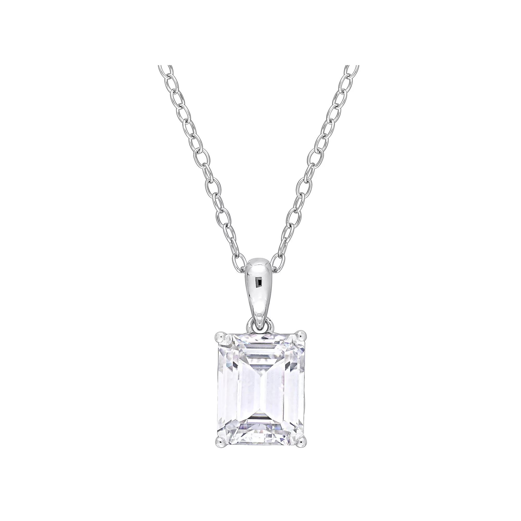 Stella Grace Sterling Silver & Gemstone Stud Pendant Necklace, Women's, Size: 18", White Topaz Product Image