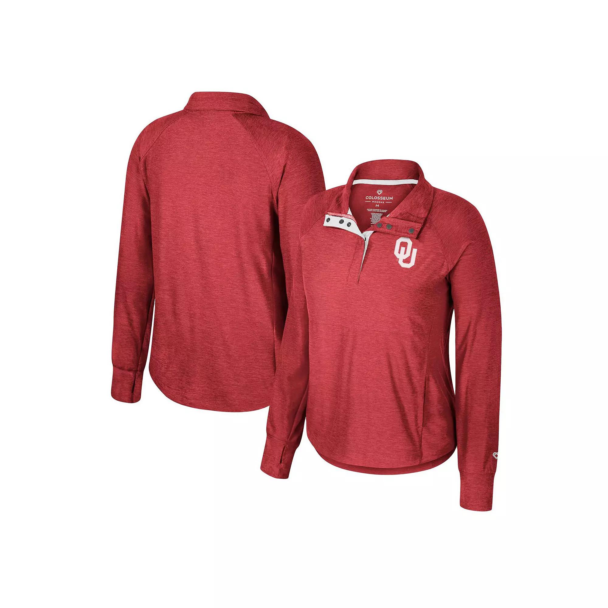 Women's Colosseum Crimson Oklahoma Sooners Cressida Raglan Half-Snap Top, Size: XL, Red Product Image