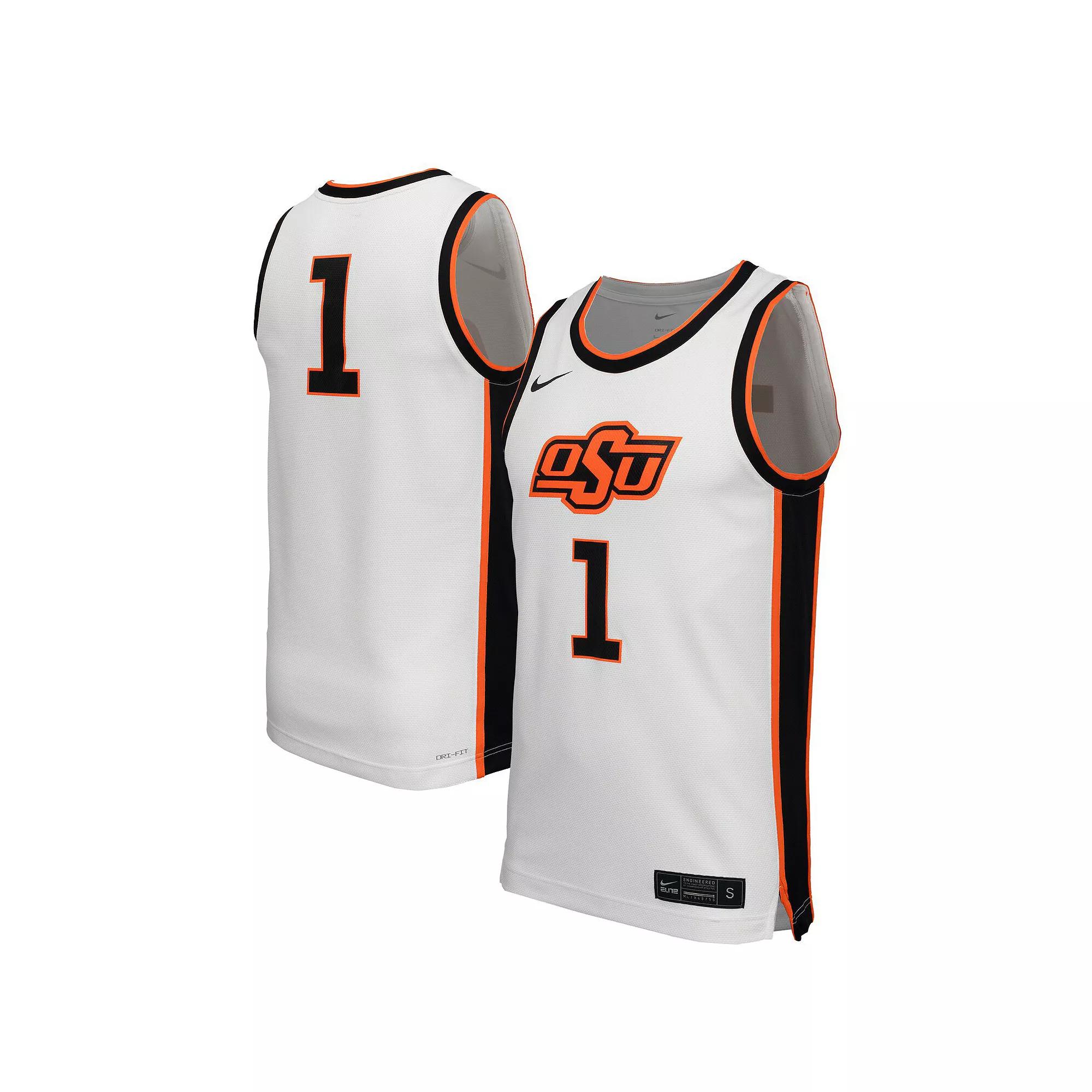 Men's Nike #1 White Oklahoma State Cowboys Replica Basketball Jersey,  Product Image