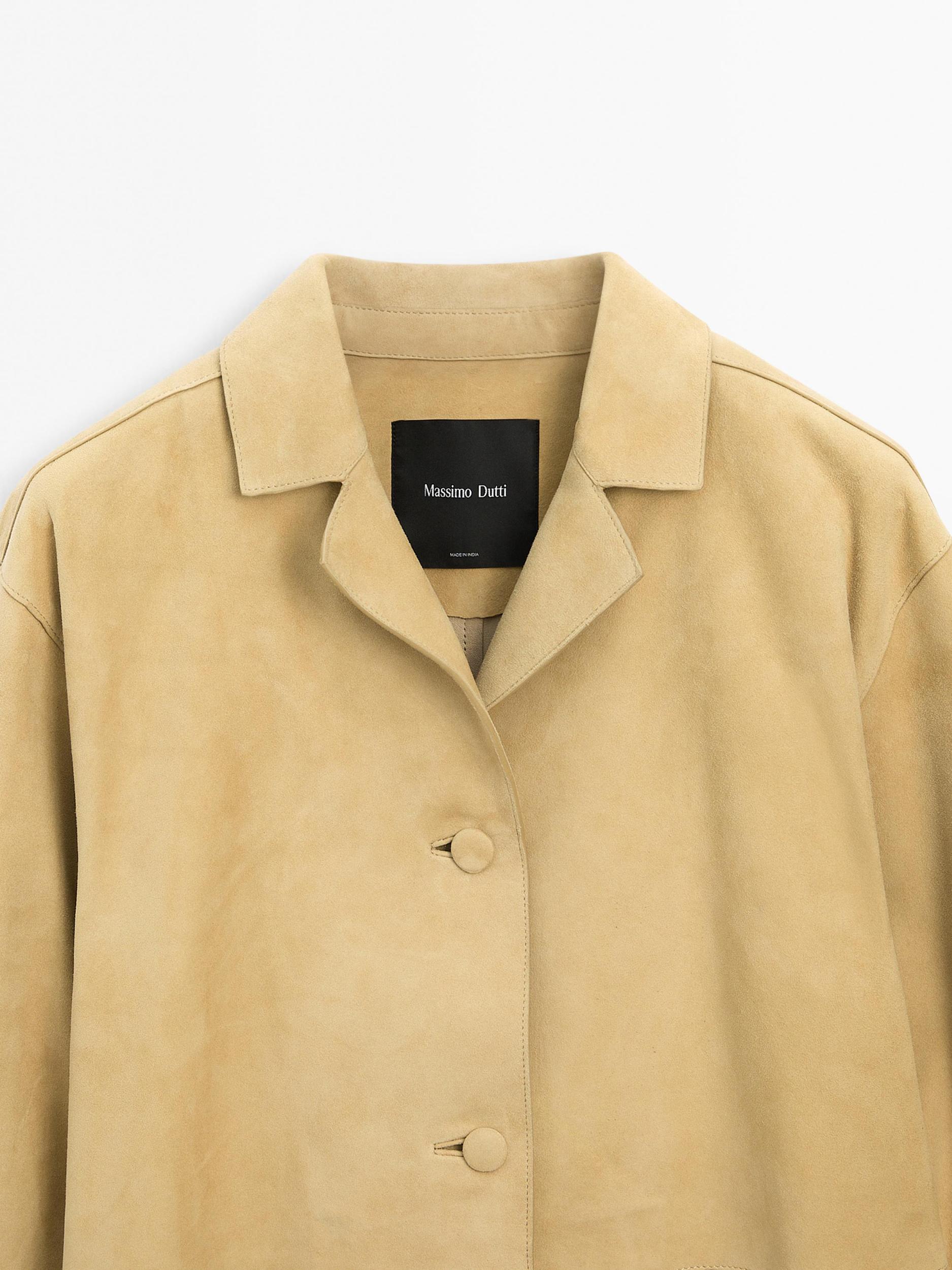 Long suede leather coat Product Image