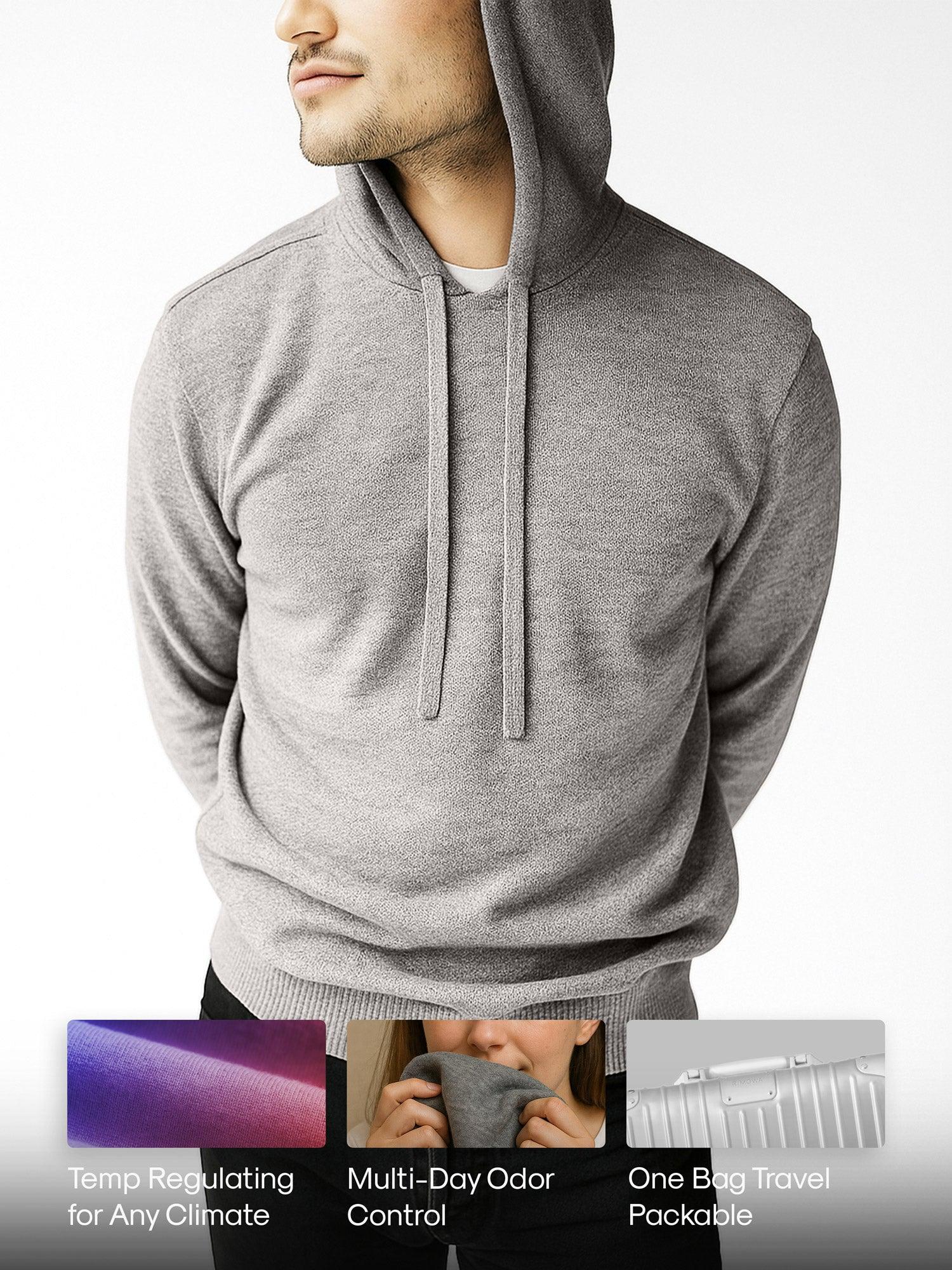 Men's Travel Merino Hoodie - Pale Silver Product Image