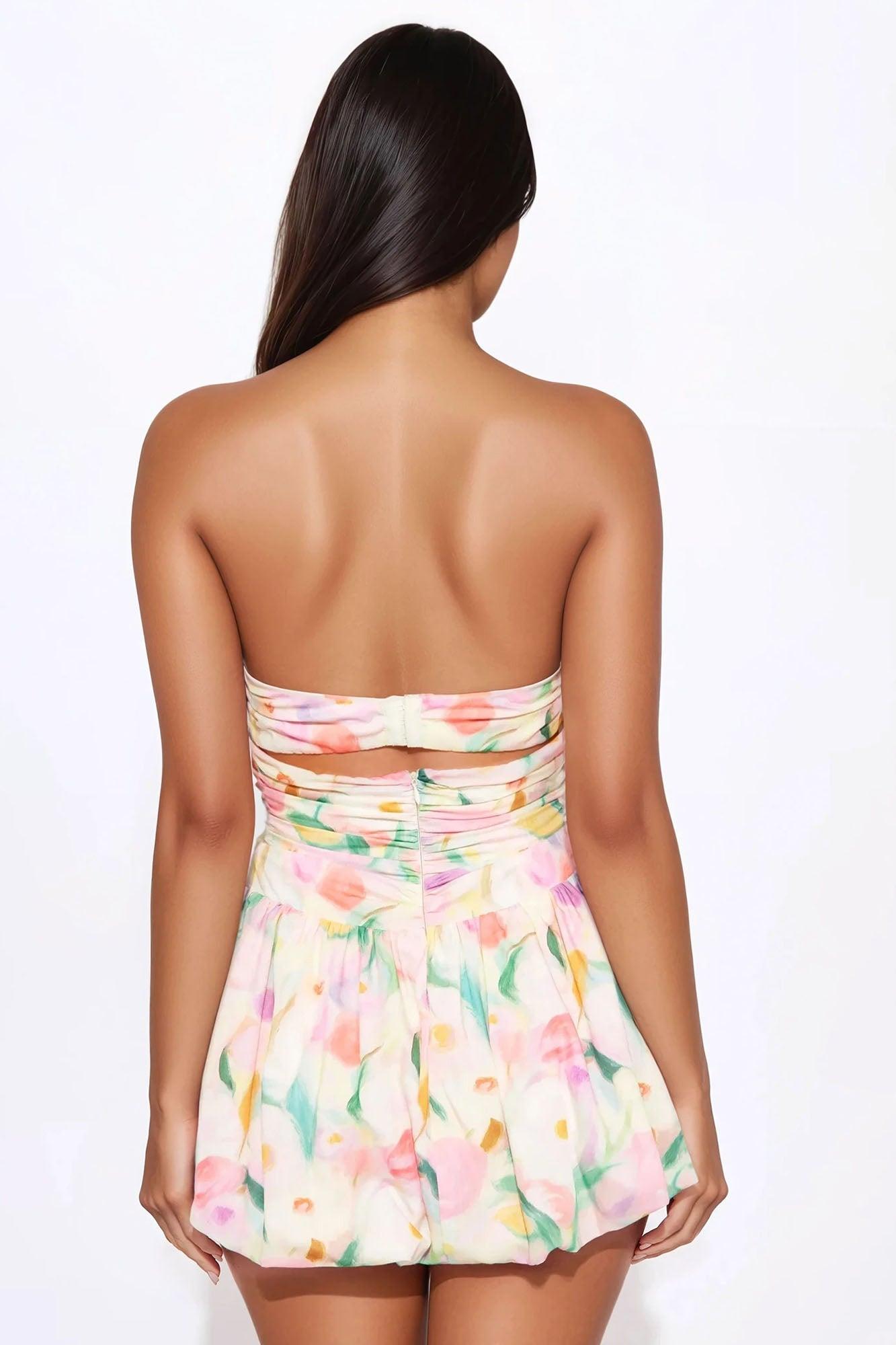 Floral Oasis Bubble Micro Mini Dress - Multi Color Product Image