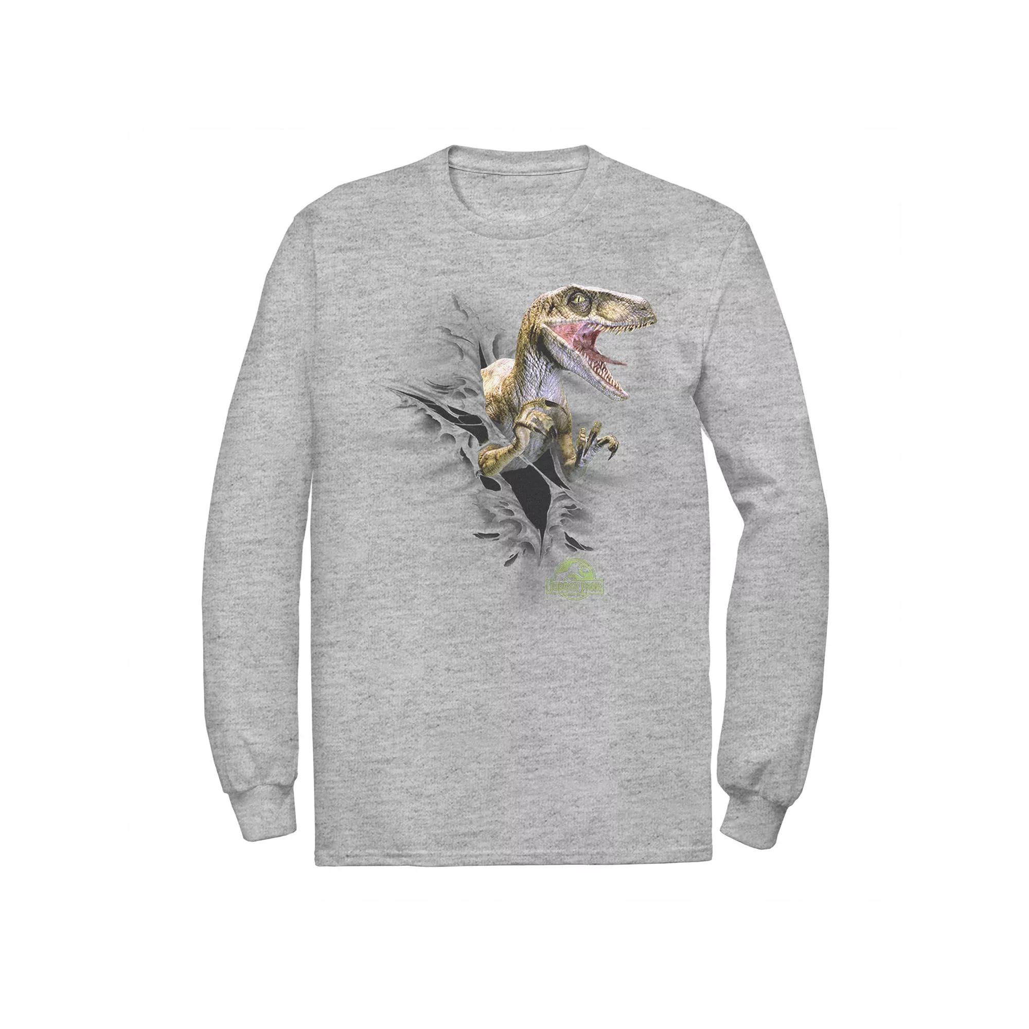 Men's Jurassic Park Ripping Velociraptor Long Sleeve Tee,  Product Image