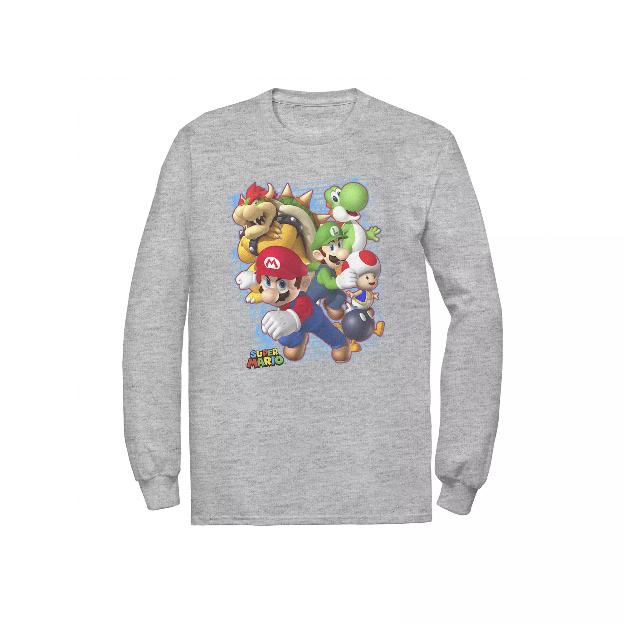 Big & Tall Nintendo Super Mario Bros Group Shot Long Sleeve, Men's,  Product Image