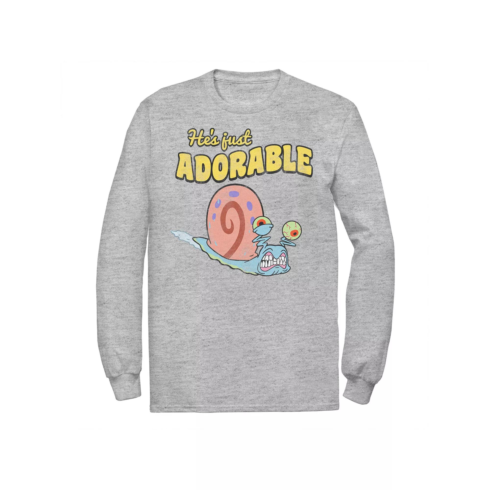 Men's SpongeBob SquarePants Gary He's Just Adorable Tee, Size: Medium, Athletic Grey Product Image