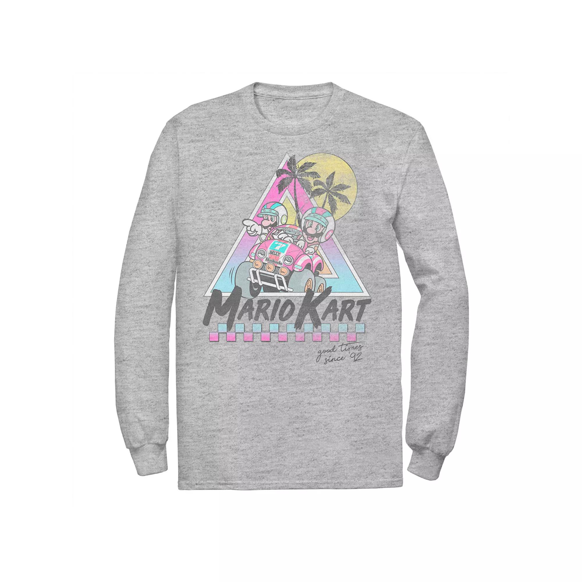 Men's Mario Kart Mario And Luigi Good Time Since 92 Vintage Long Sleeve Tee,  Product Image