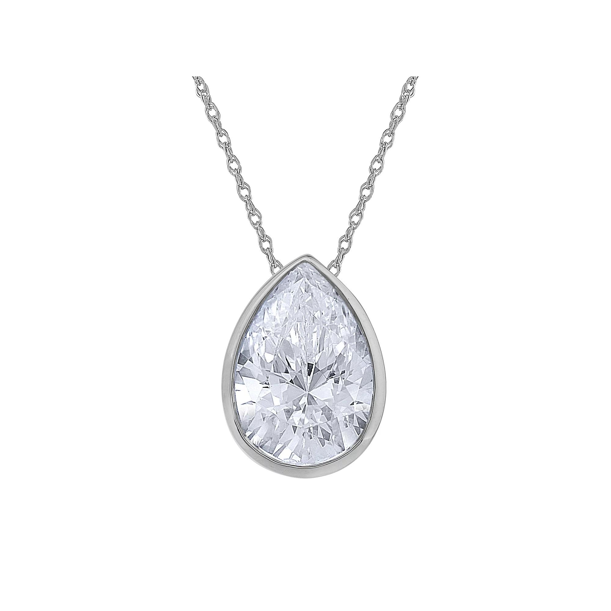 Diamond Medley 14k White Gold 1 Carat T.W. Lab-Grown Diamond Solitaire Pendant Necklace, Women's, Size: 16-18" ADJ, 14k Whgold Product Image