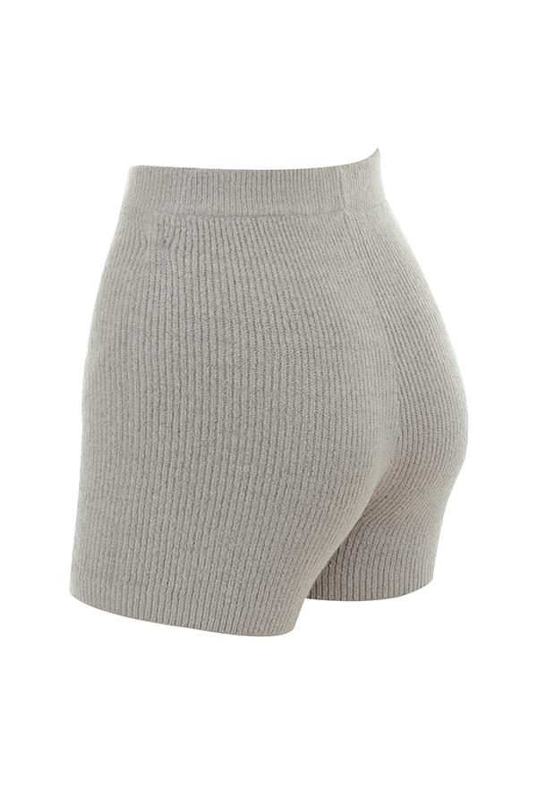 Grounded  grey knit high waist shorts - sale Product Image