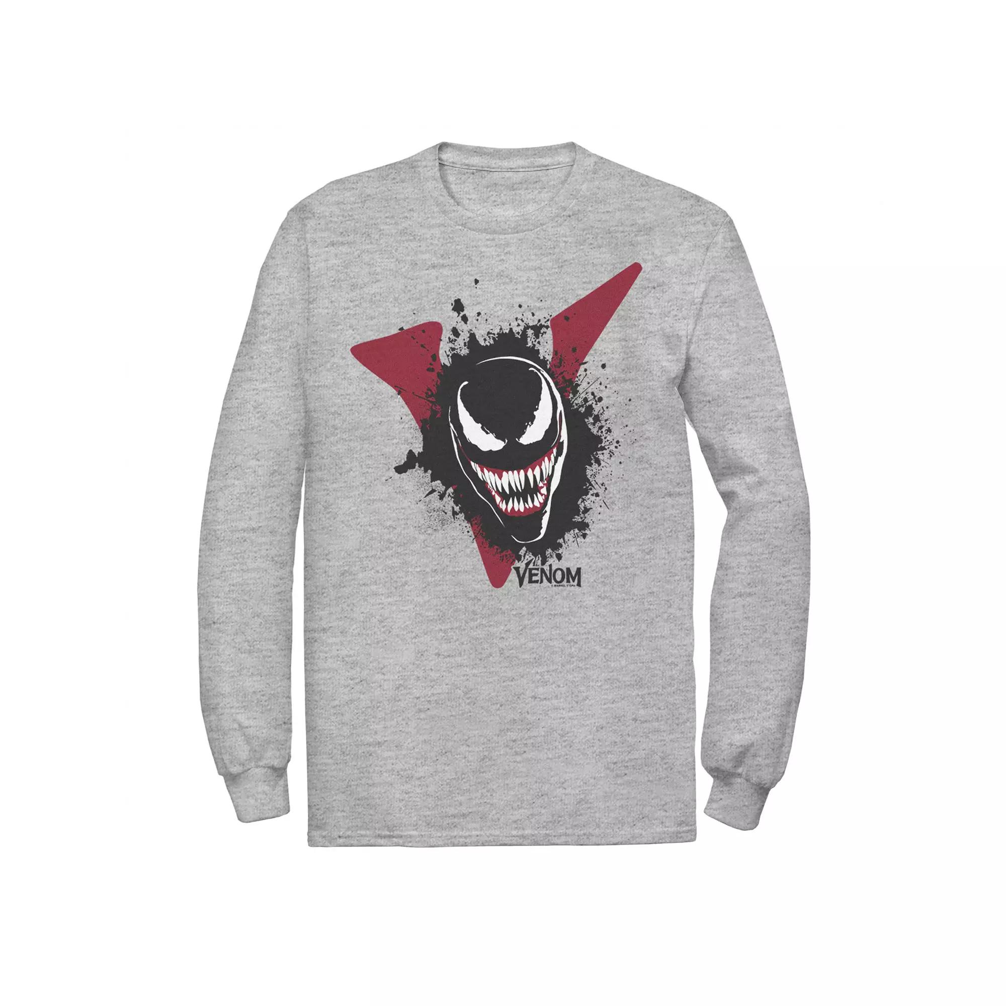 Men's Marvel Venom Big V Face Paint Splatter Graphic Tee, Size: Small, Athletic Grey Product Image