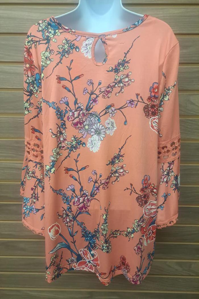 Pink Lace Insert Bell Sleeve Product Image