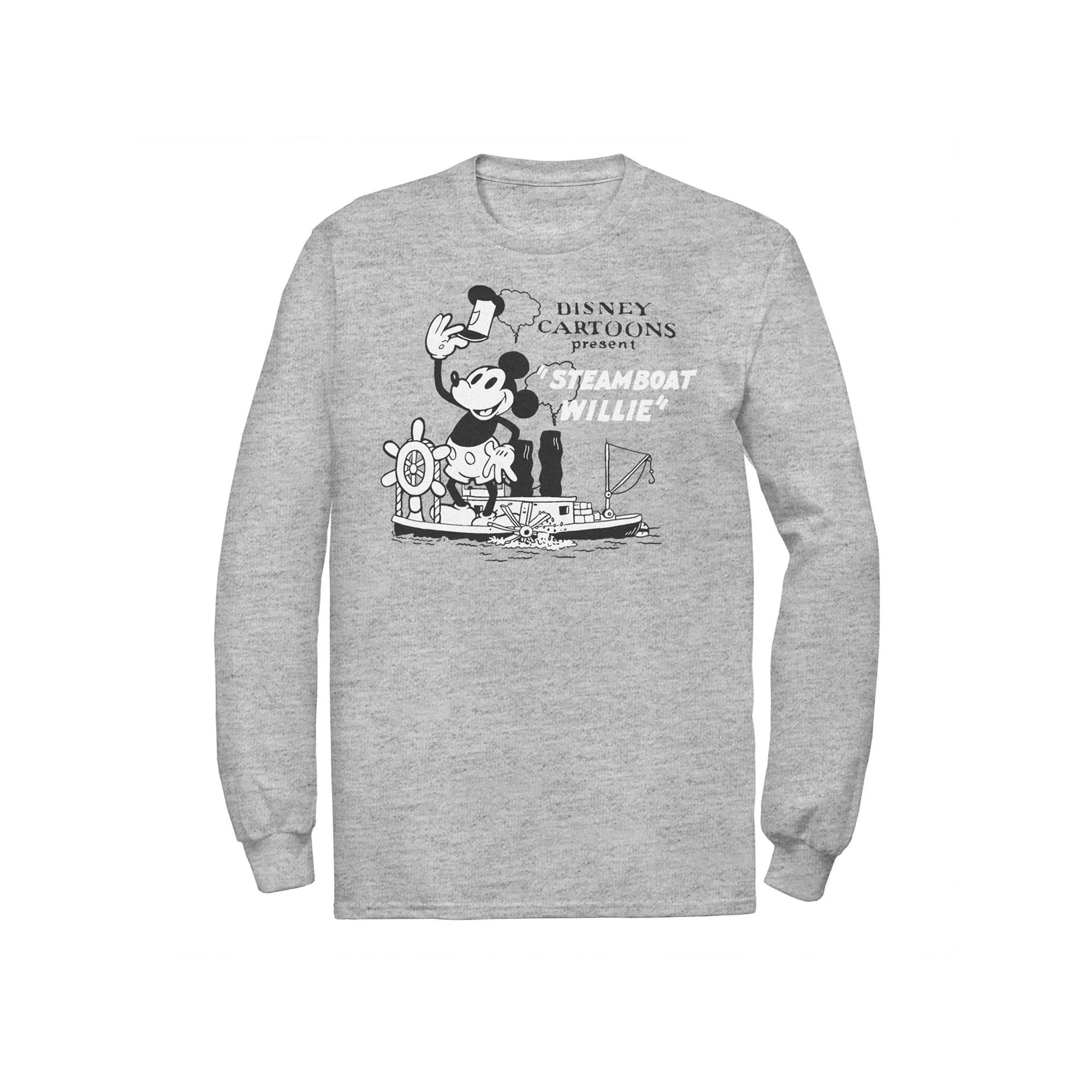 Disney's Mickey Mouse Big & Tall Present Steamboat Willie Long Sleeve Graphic Tee, Men's,  Product Image