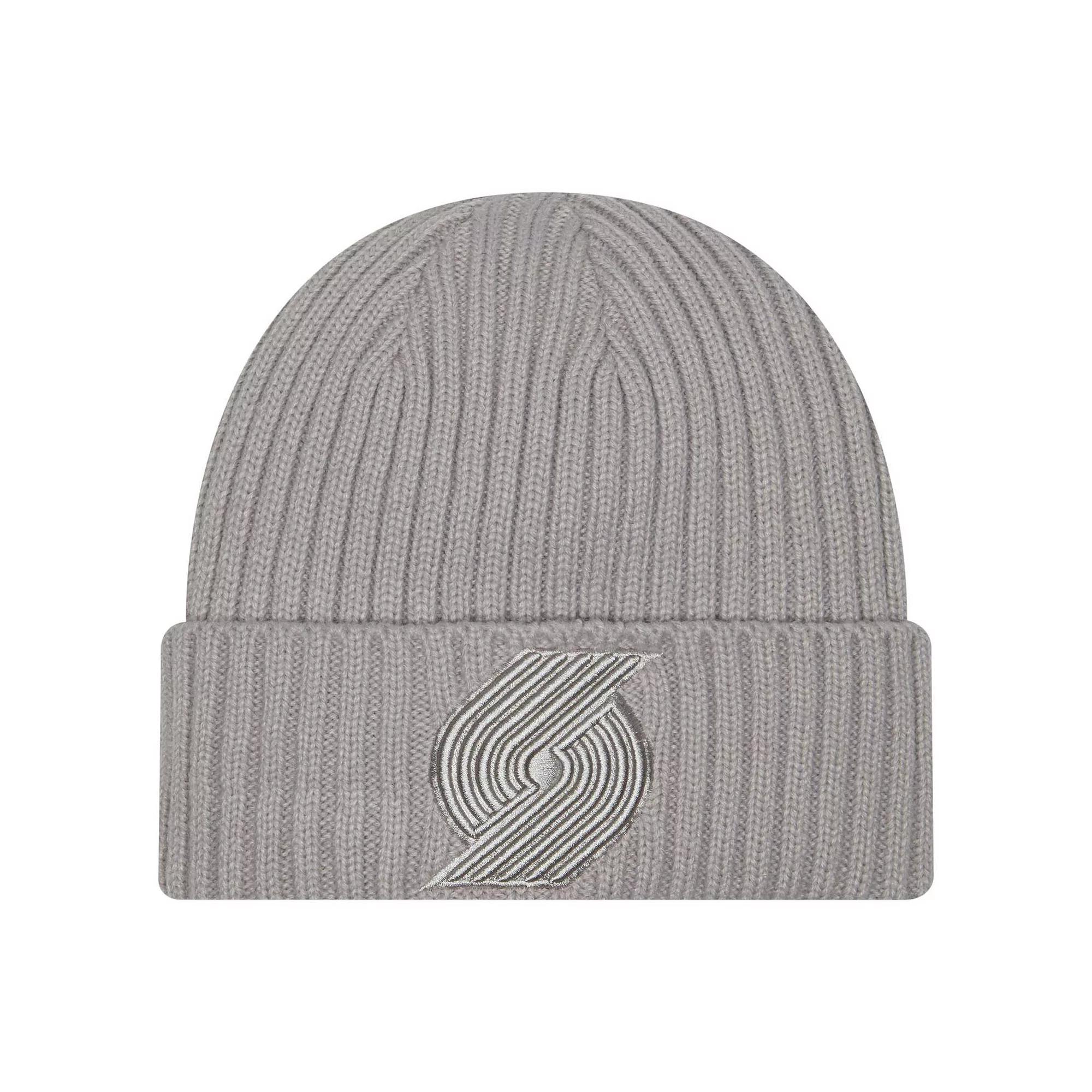 Men's New Era Gray Portland Trail Blazers Color Pack Cuffed Knit Hat, Grey Product Image