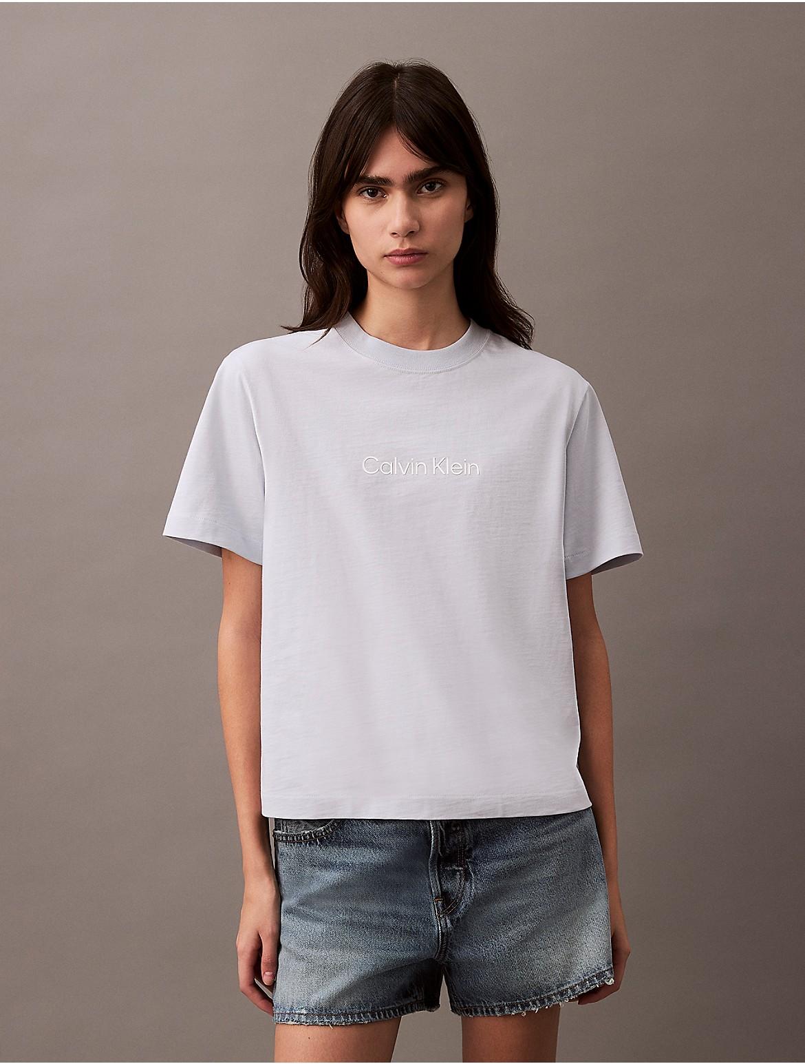 Calvin Klein Women's Standard Logo Boxy Fit Crewneck T-Shirt - Pink - L Product Image