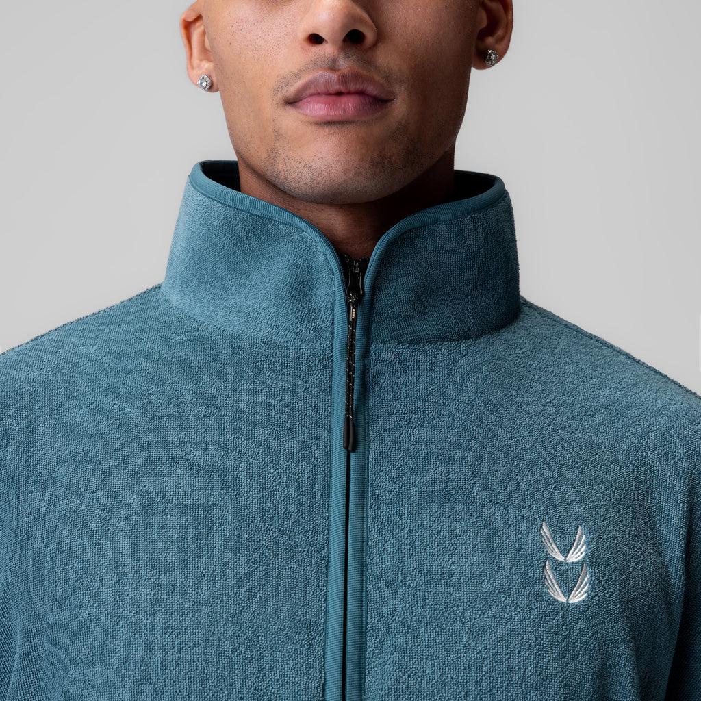 1057. Towel Terry Quarter Zip Oversized Tee - Storm Product Image