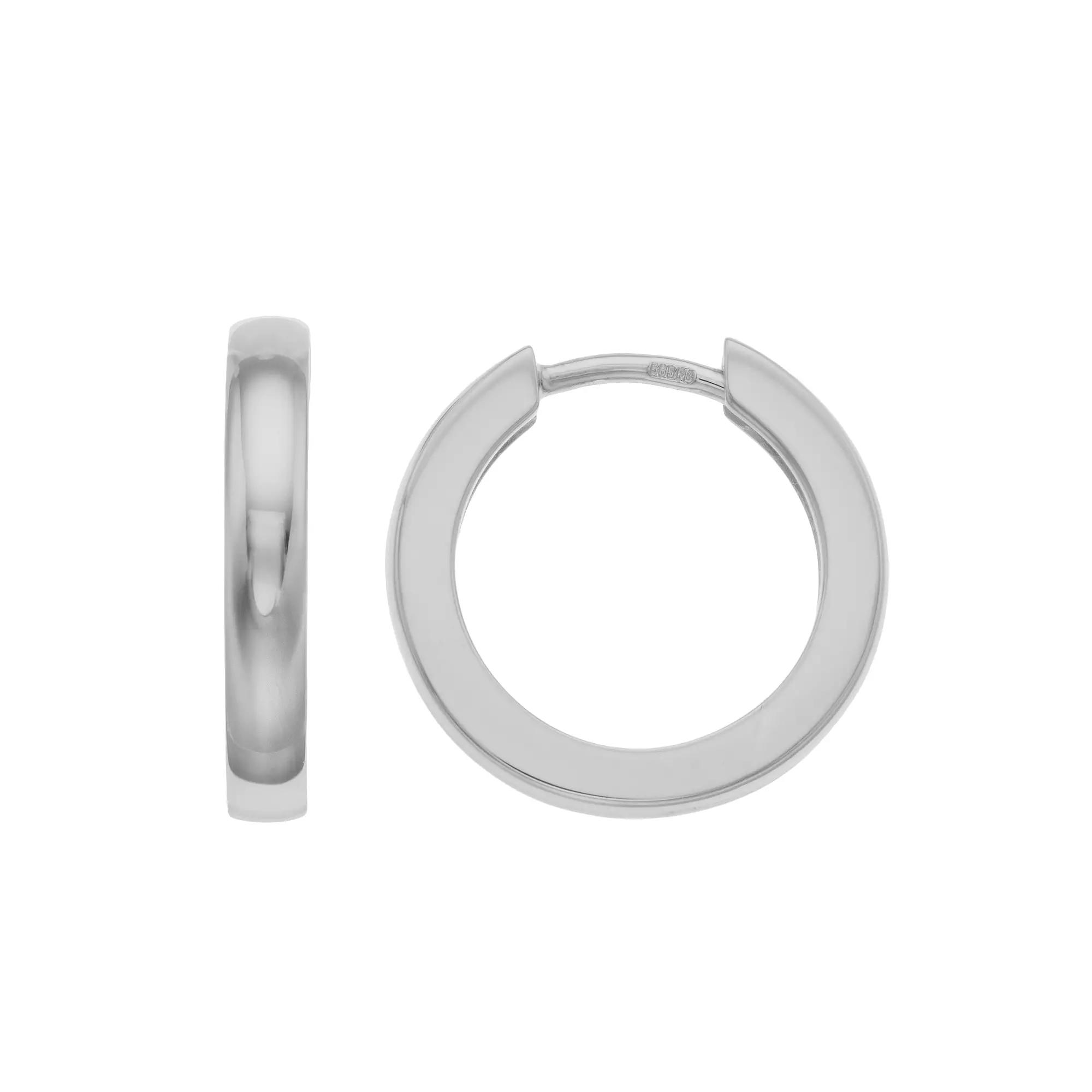 14k Gold 15.5 mm Polished Huggie Hoop Earrings, Women's, 14k Whgold Product Image