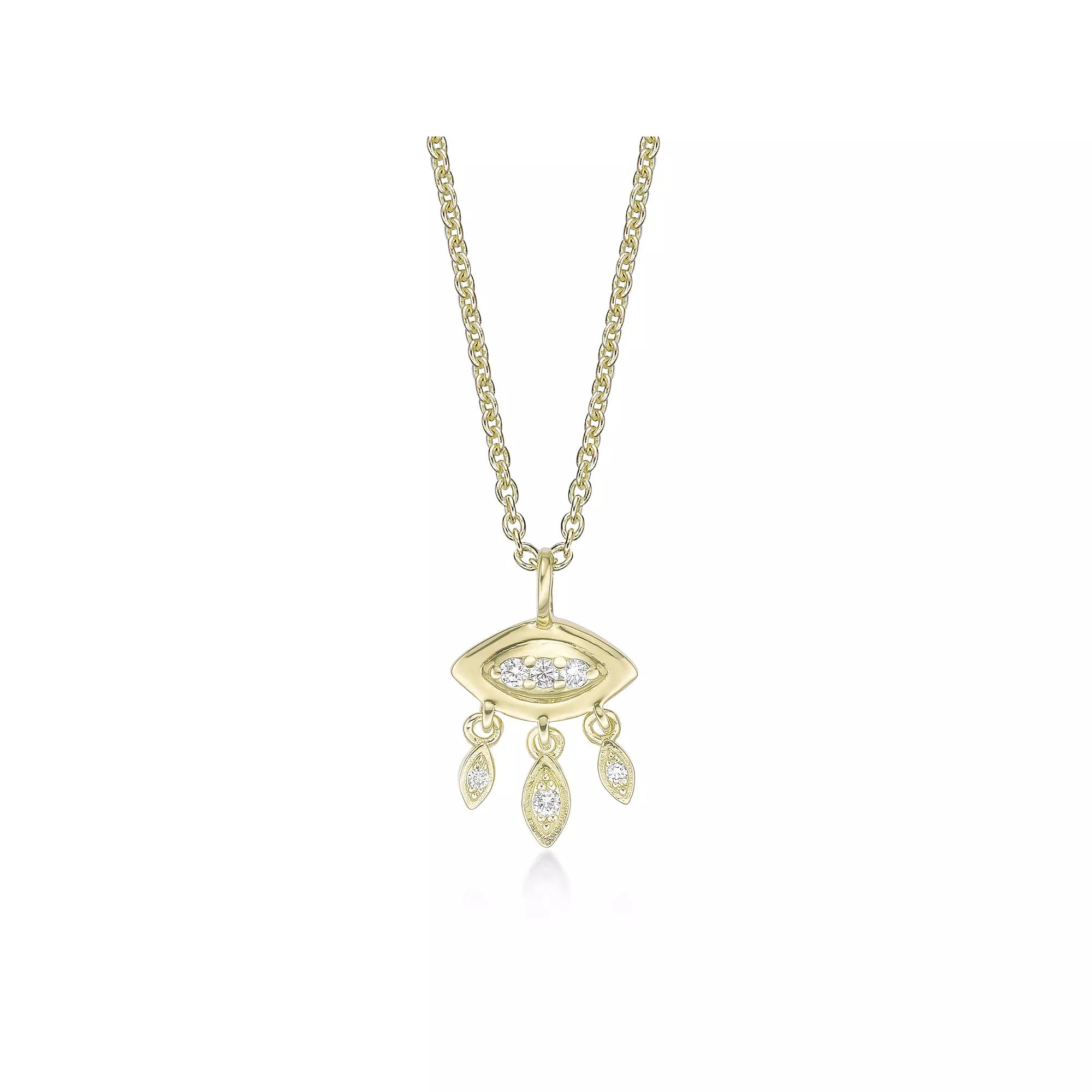 Gemminded 18k Gold Over Silver Lab-Created Diamond Accent Eye Pendant Necklace, Women's, Size: 18", Gold Tone Product Image