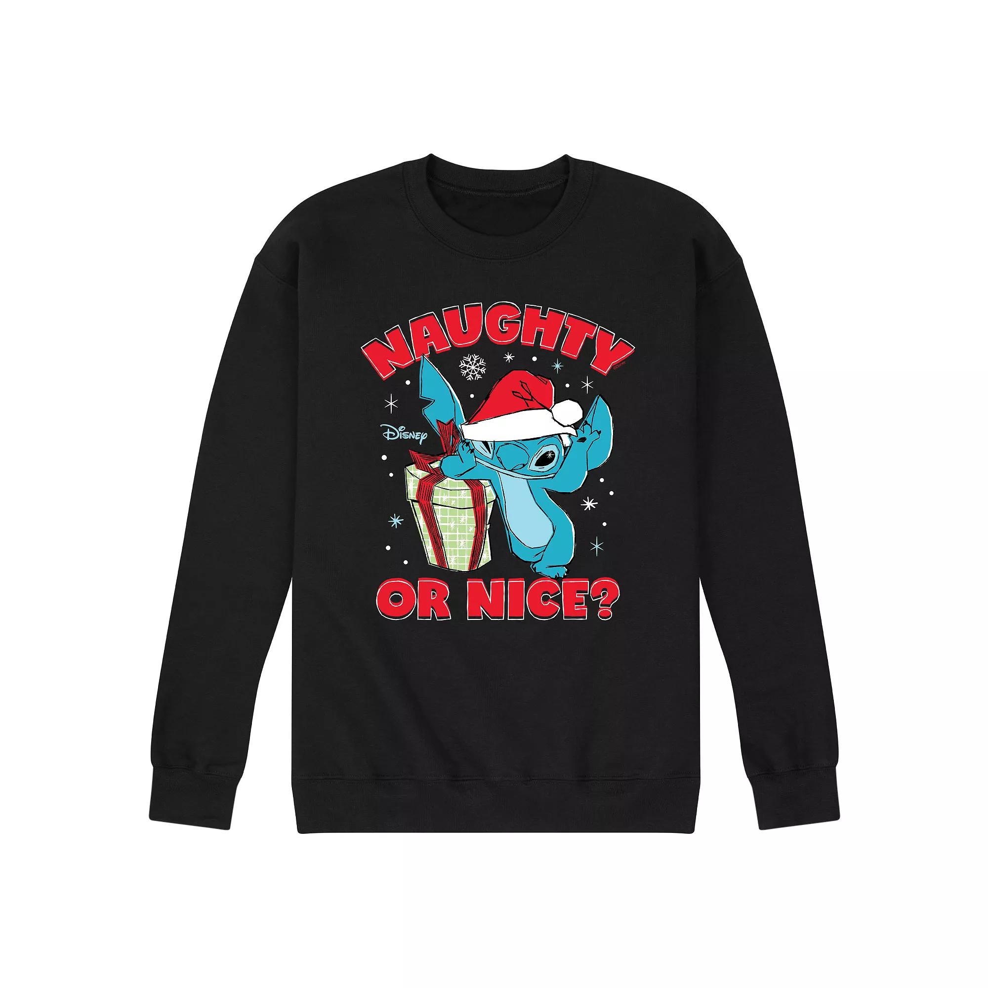 Disney's Lilo & Stitch Men's Naughty Or Nice Fleece Sweatshirt,  Product Image