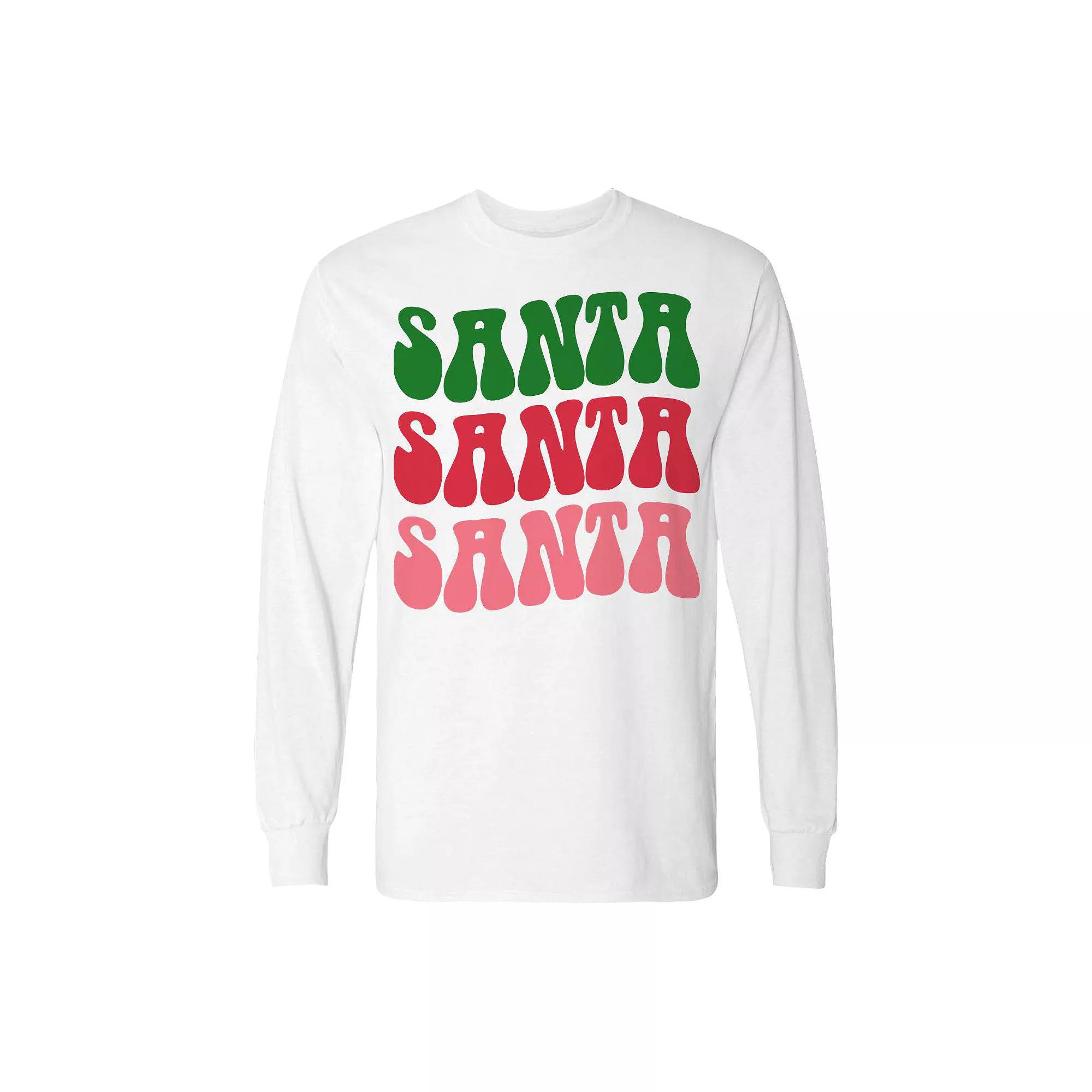 Men's Christmas Tree Santa Santa Long Sleeve Graphic Tee, Adult Unisex,  Product Image
