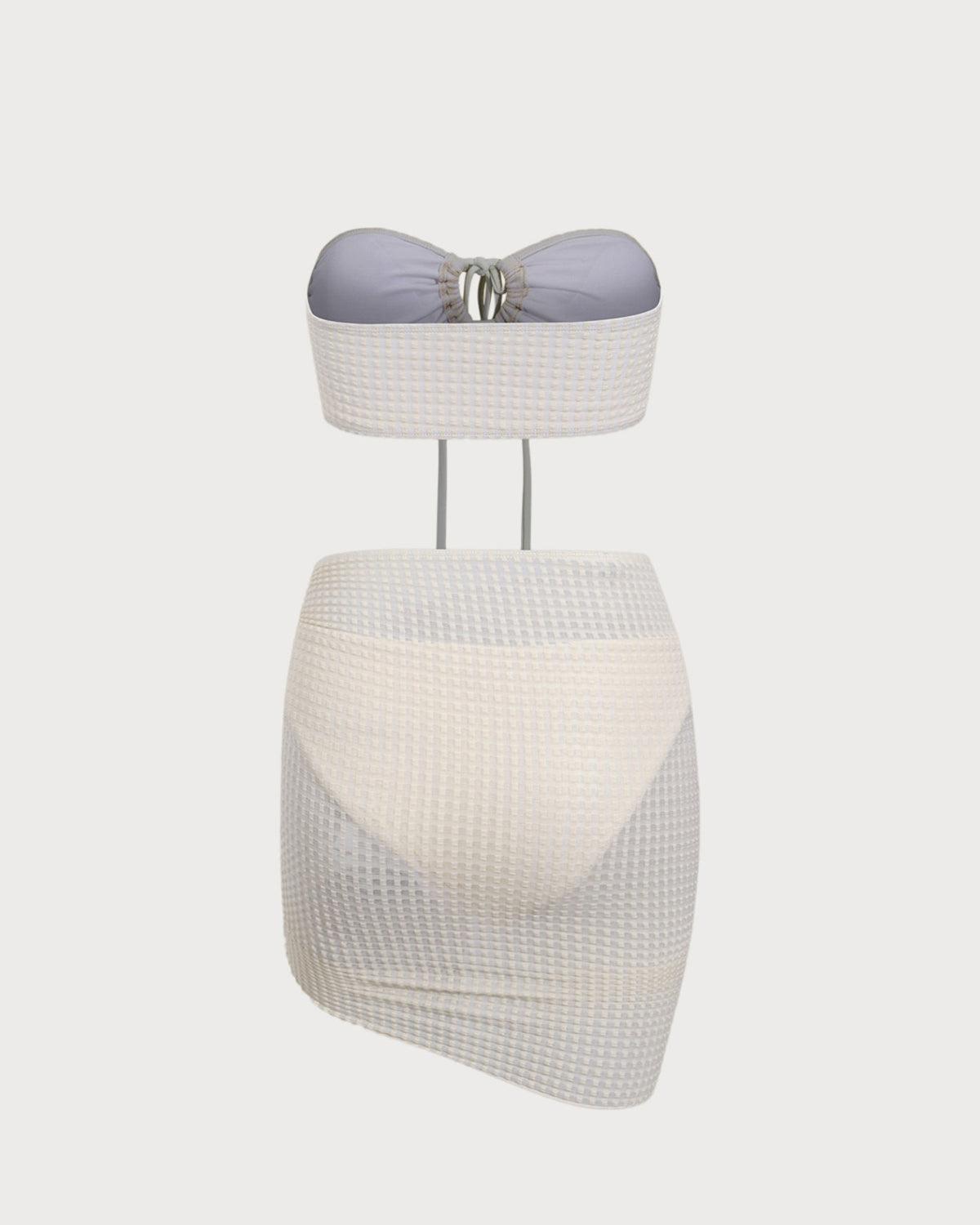 Beige Strapless Bikini Set Product Image