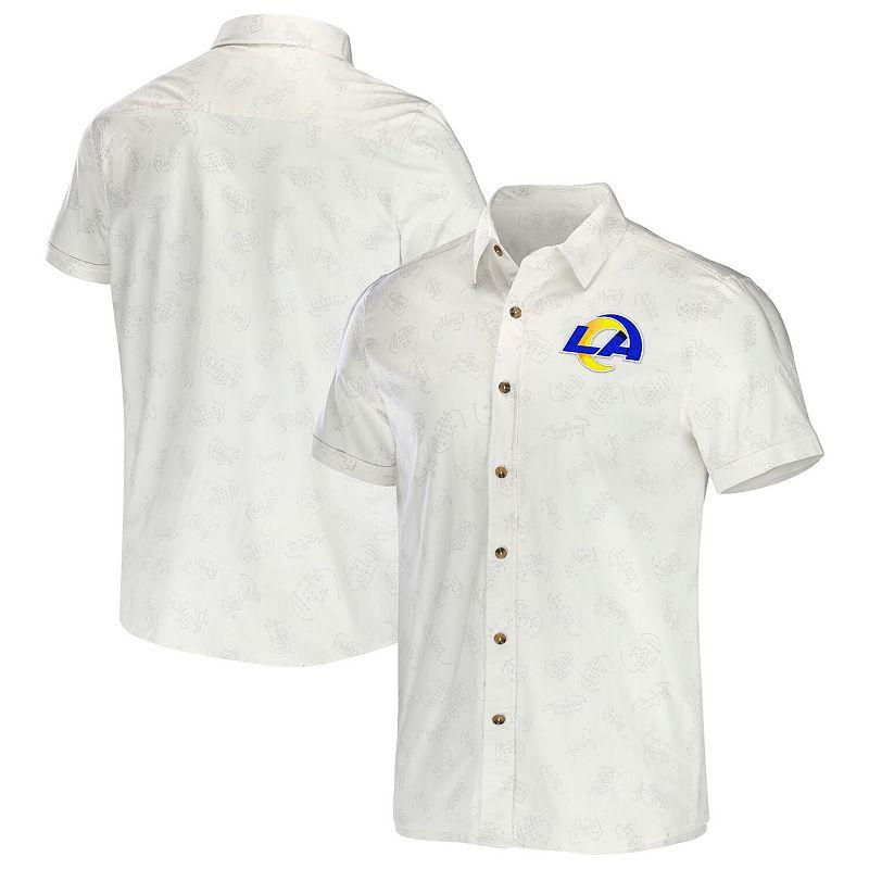 Men's NFL x Darius Rucker Collection by Fanatics White Los Angeles Rams Woven Button-Up T-Shirt, Size: Large Product Image