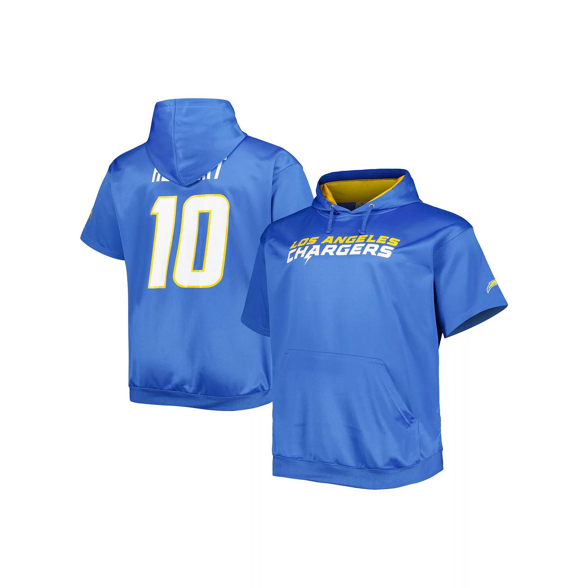 Men's Justin Herbert Powder Blue Los Angeles Chargers Big & Tall Short Sleeve Pullover Hoodie,  Product Image