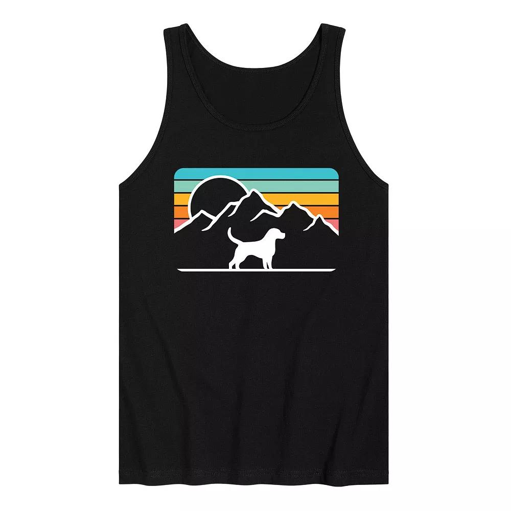 Men's Dog With Retro Mountain Tank Top,  Product Image