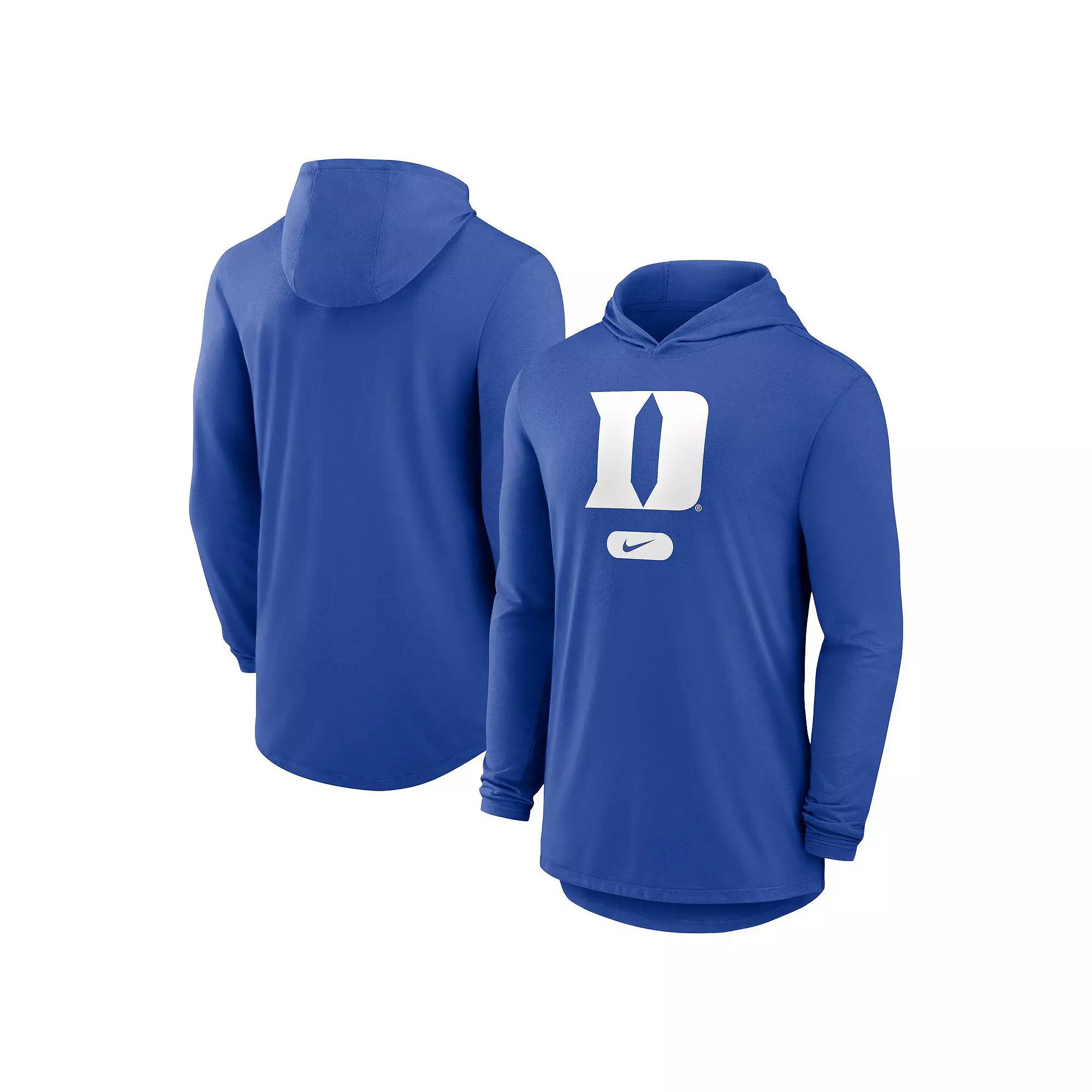 Men's Nike Royal Duke Blue Devils Lightweight Performance Long Sleeve Hoodie T-Shirt,  Product Image