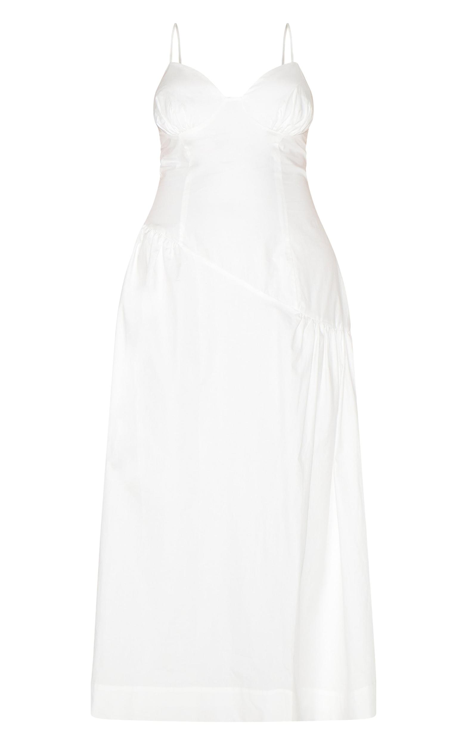 Plus White Plunge Asymmetric Detail Midaxi Dress Product Image