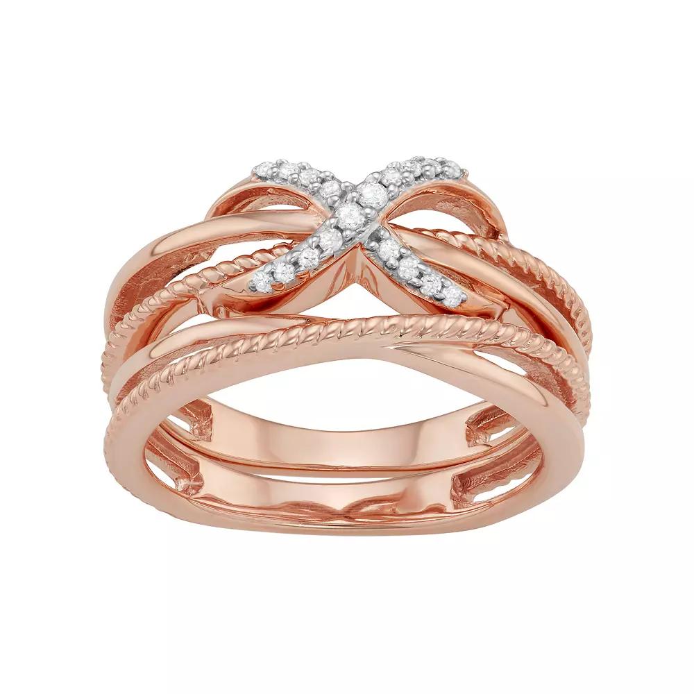 Jewelexcess Sterling Silver 1/10 Carat T.W. Diamond Infinity Ring Set, Women's, Size: 7, Rose Gold Tone Product Image