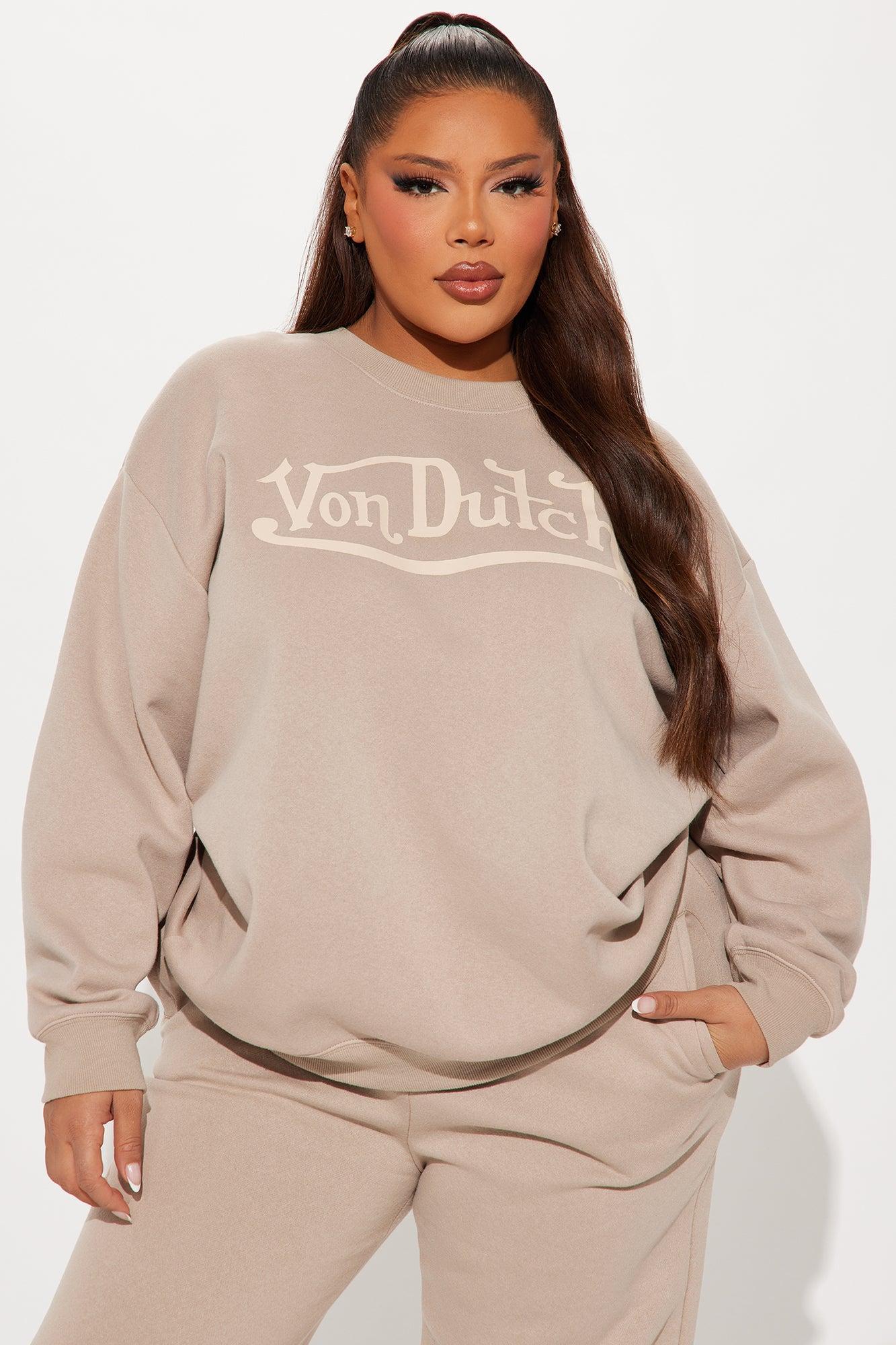 Von Dutch Distressed Crewneck Sweatshirt - Taupe Product Image