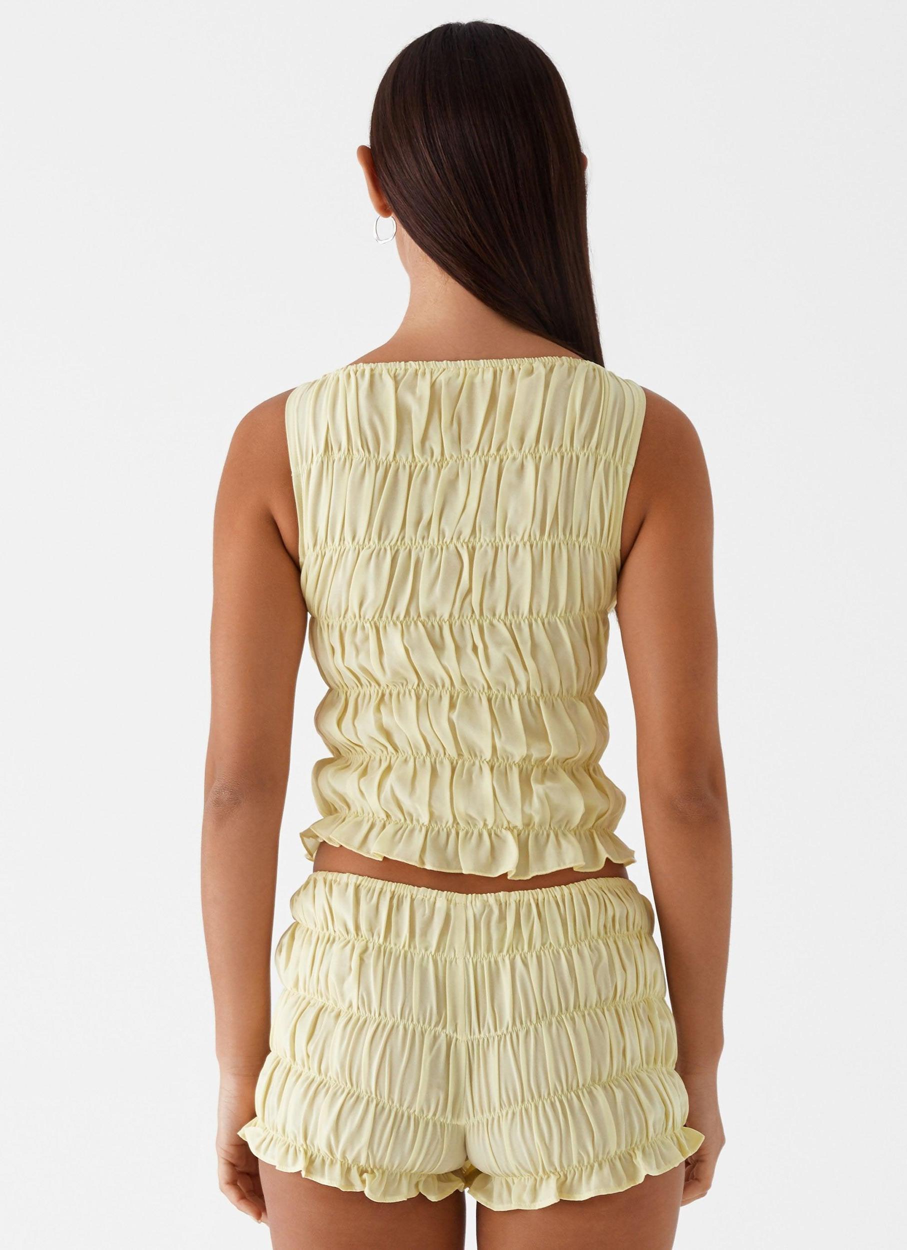 Messina Ruched Tank Top - Yellow Product Image