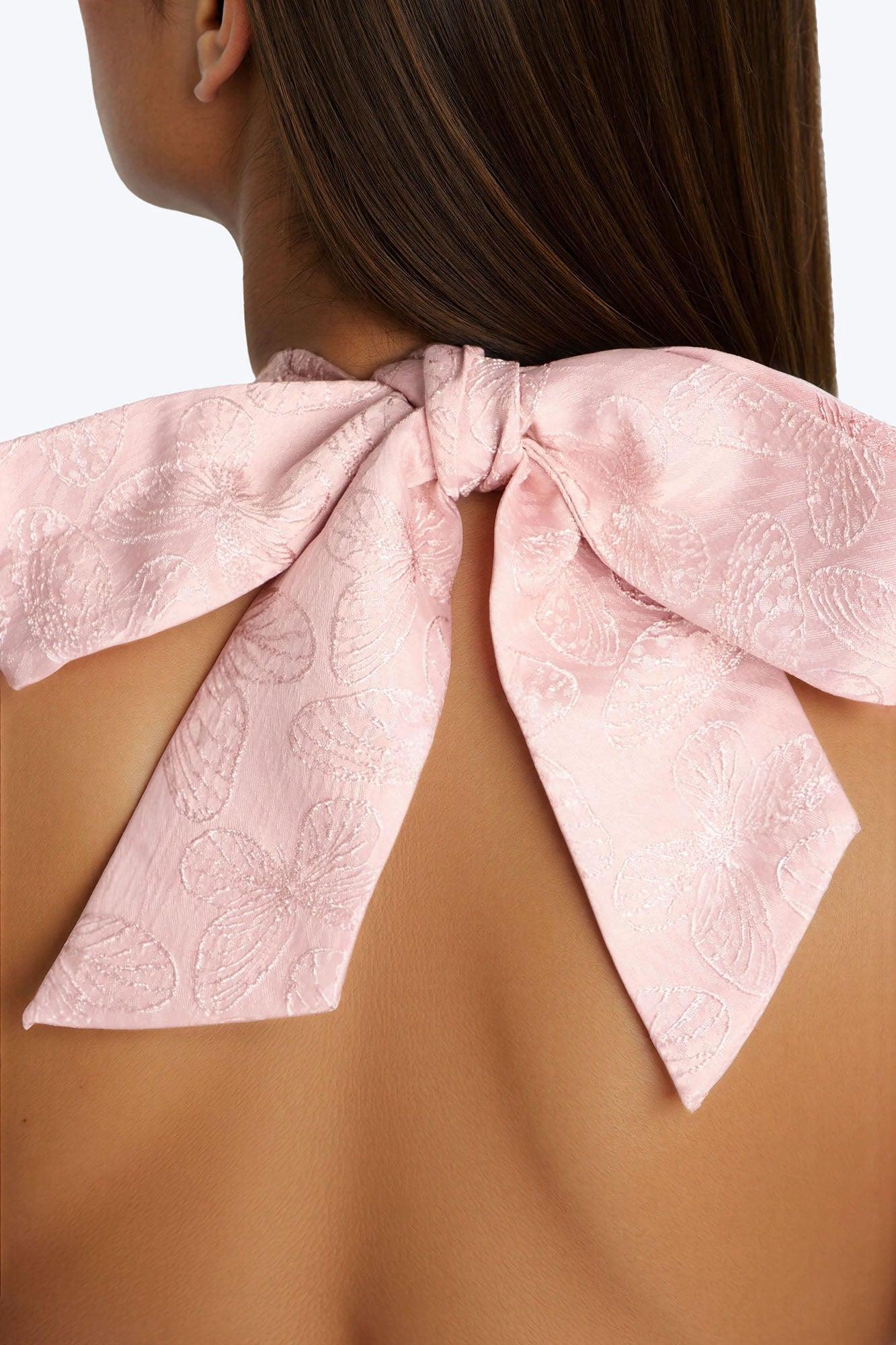 Yvette Halter Jacquard Midi Dress - Blush Female Product Image