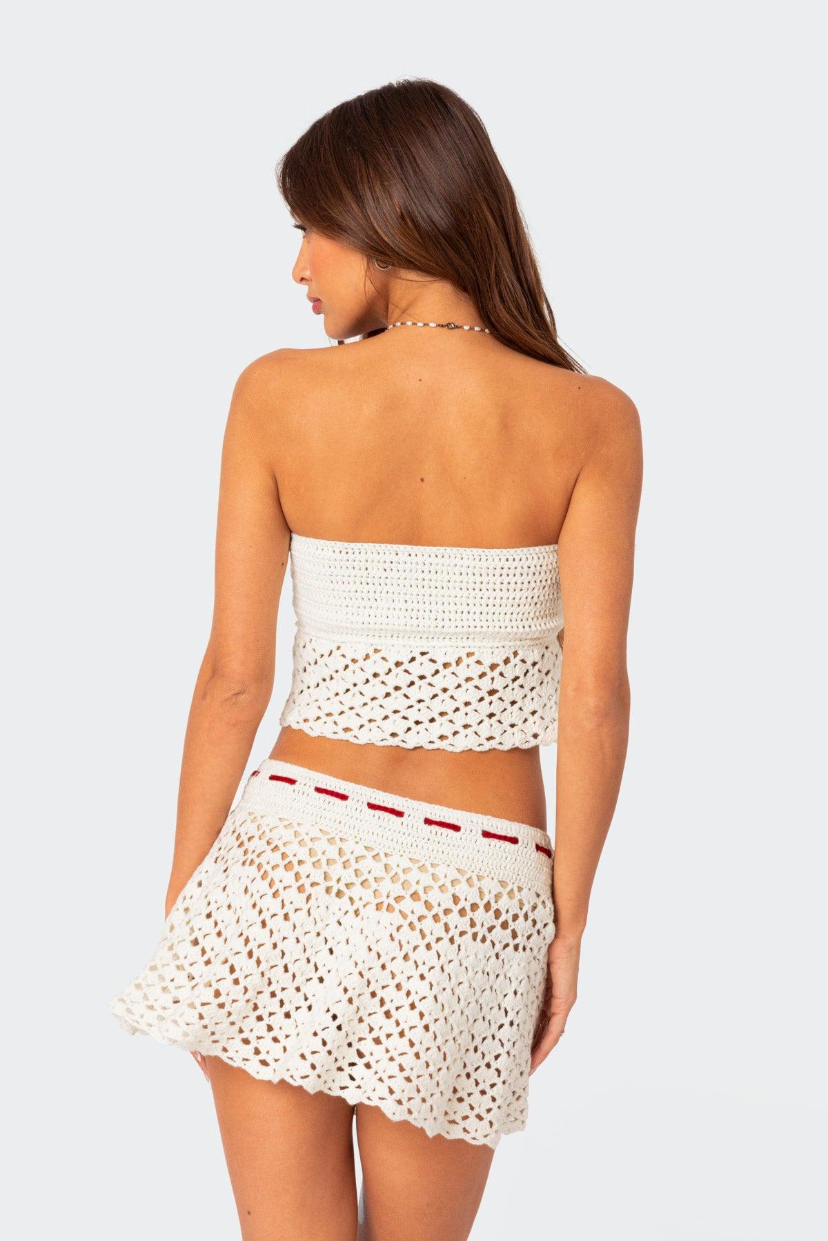 Jaslene Strapless Crochet Top Product Image