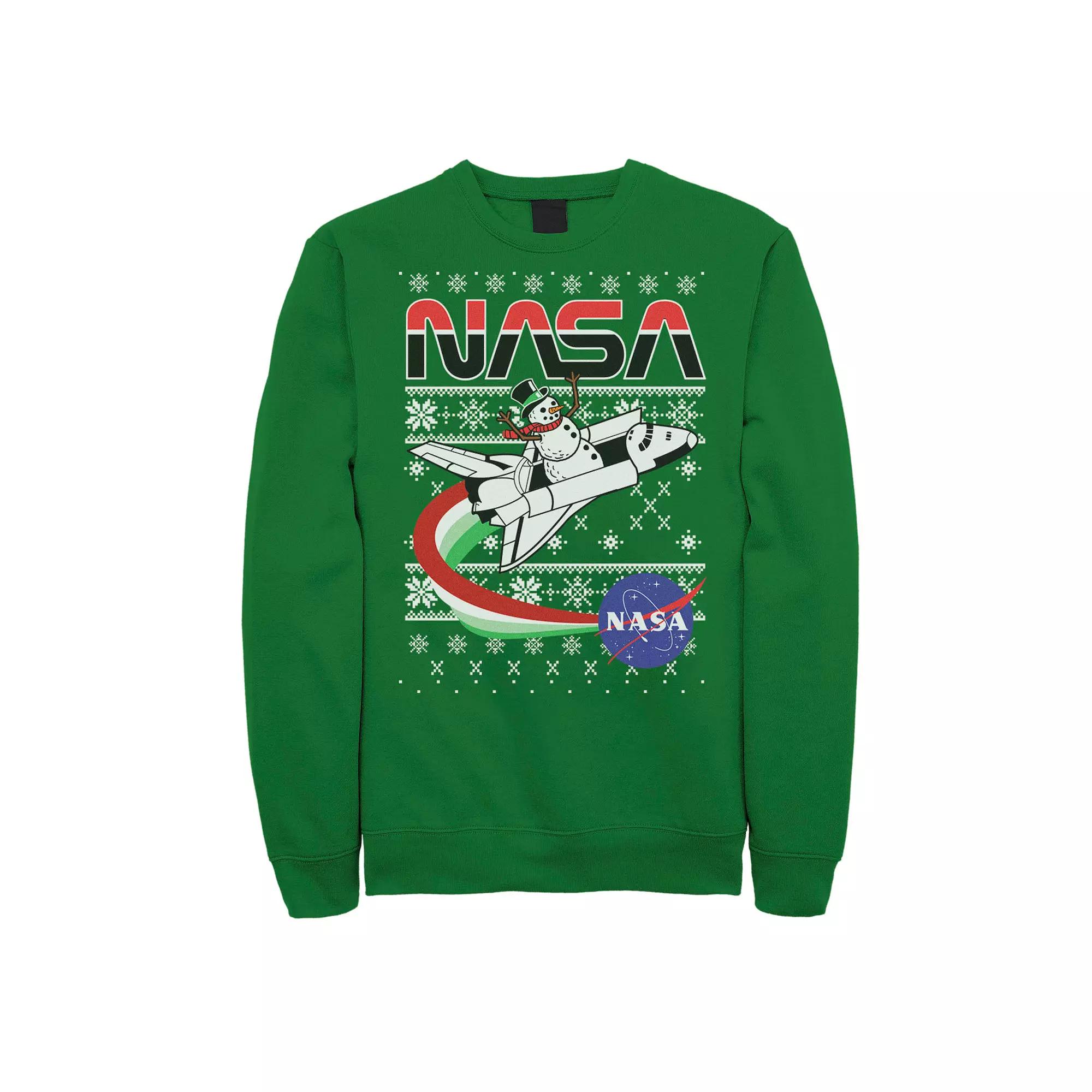 Men's NASA Santa Rocket Ugly Christmas Sweater Sweatshirt, Size: 3XL, Kelly Product Image