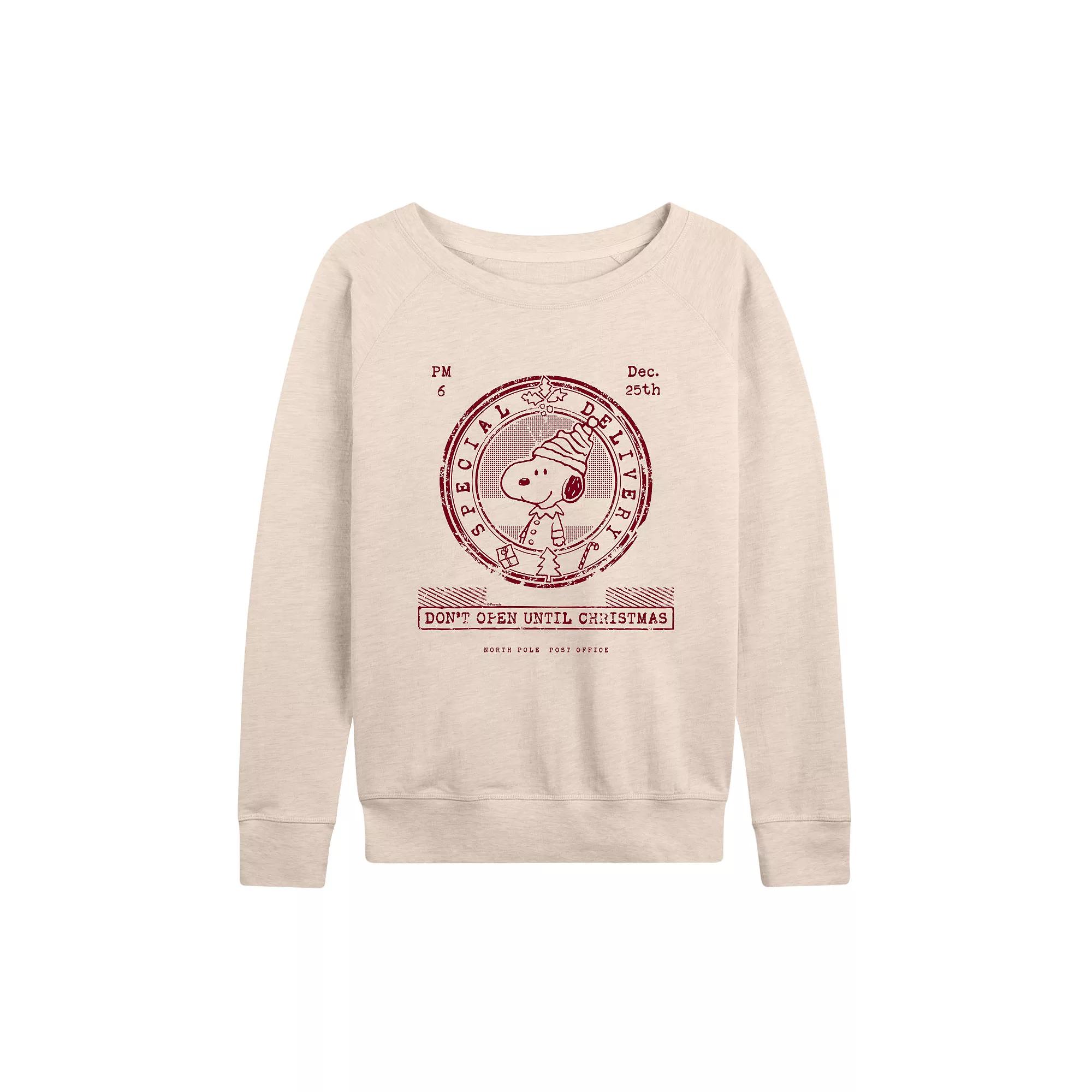 Women's Peanuts Don't Open Until Christmas French Terry Long Sleeve Tee,  Product Image