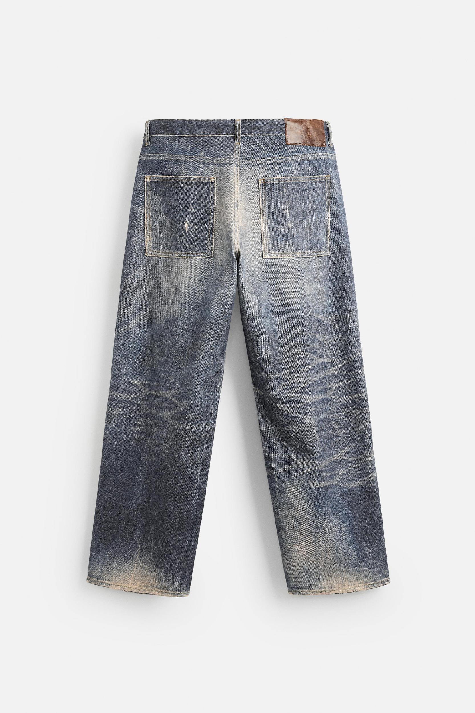PRINTED WASHED BAGGY FIT JEANS Product Image